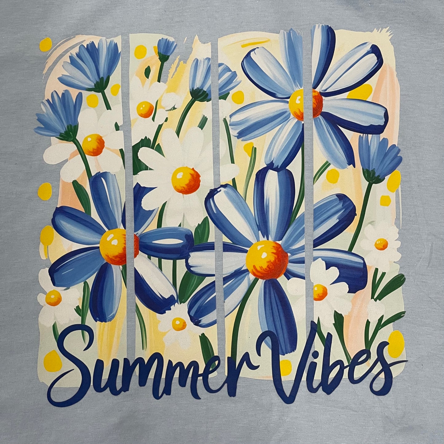 Flowers Summer Vibes Light Blue T-Shirt, Soft Style, Unisex Fit