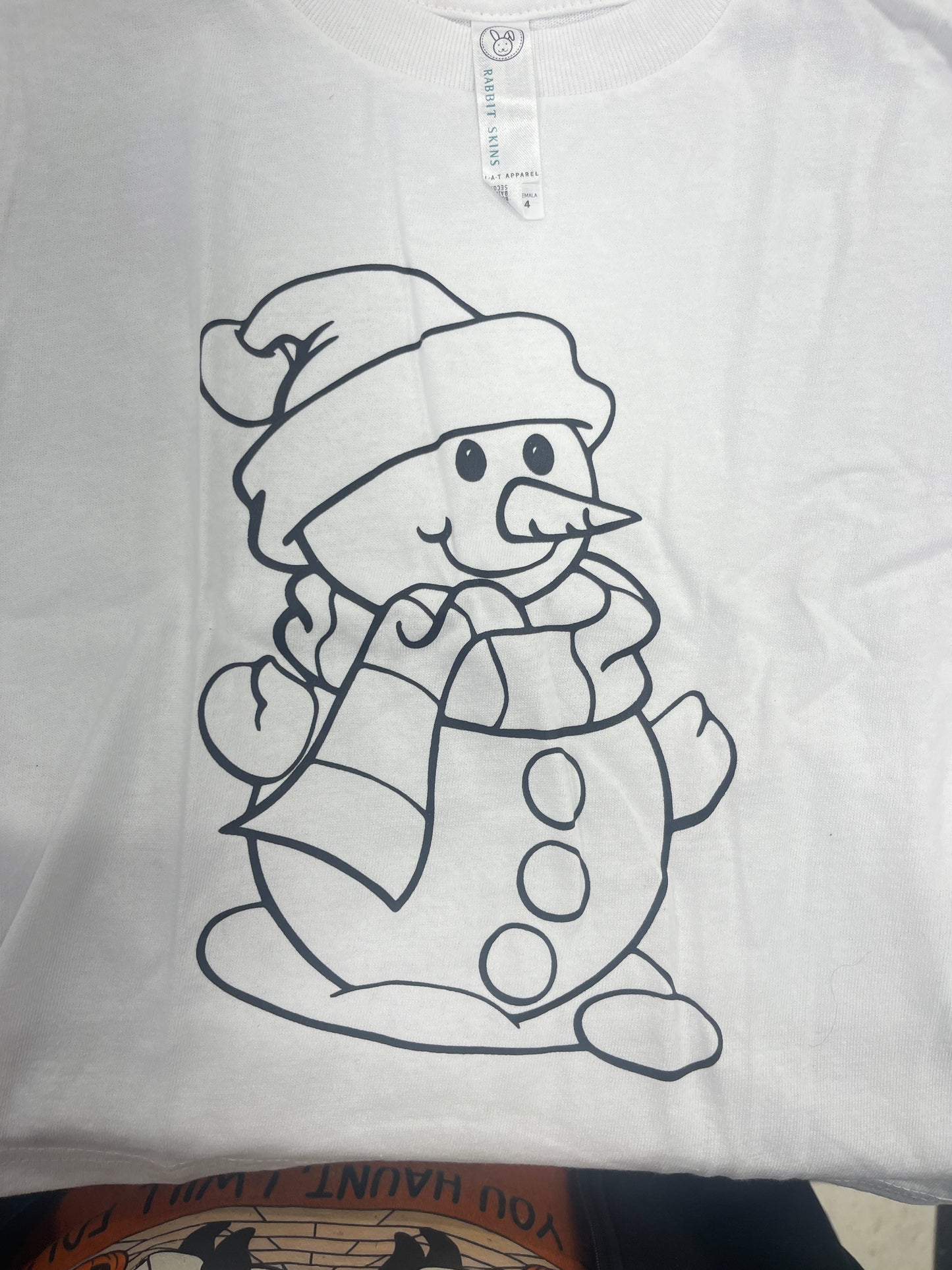 Coloring Christmas T-Shirt Snowman White Child Size 4