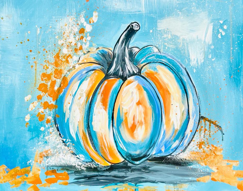 Blue Harvest Paint Kit – Pre-Drawn Canvas | DIY Paint Kit for All Ages | Easy At-Home Activity | Art Gift