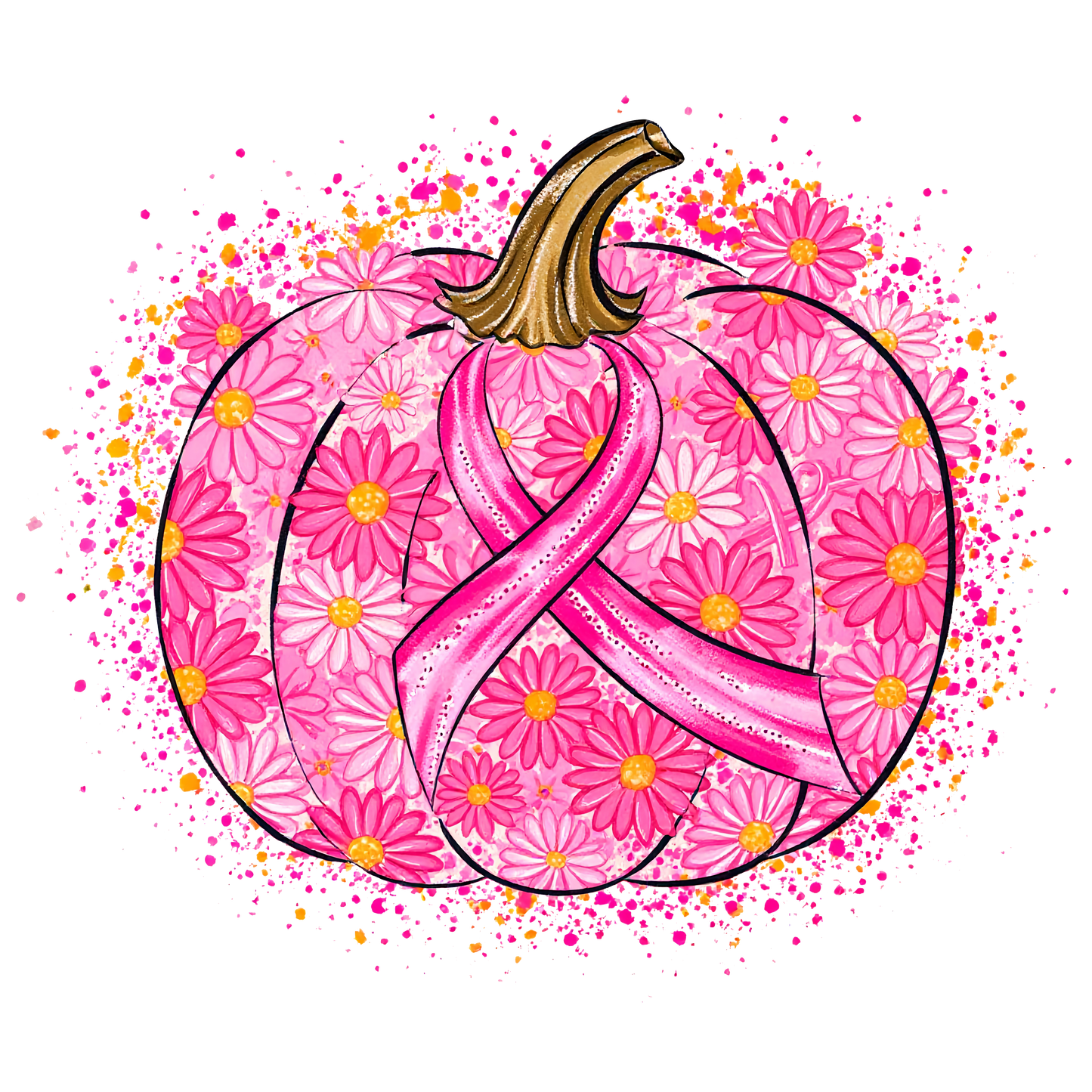 Pink Ribbon Pumpkin Shirt – Breast Cancer Awareness Floral Pumpkin Tee, October Pink Ribbon Support Shirt