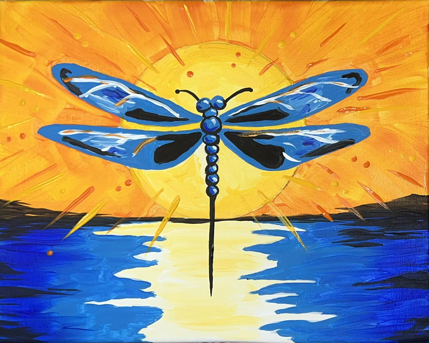 Dragonfly Paint Kit – Pre-Drawn Canvas | DIY Paint Kit for All Ages | Easy At-Home Activity | Art Gift