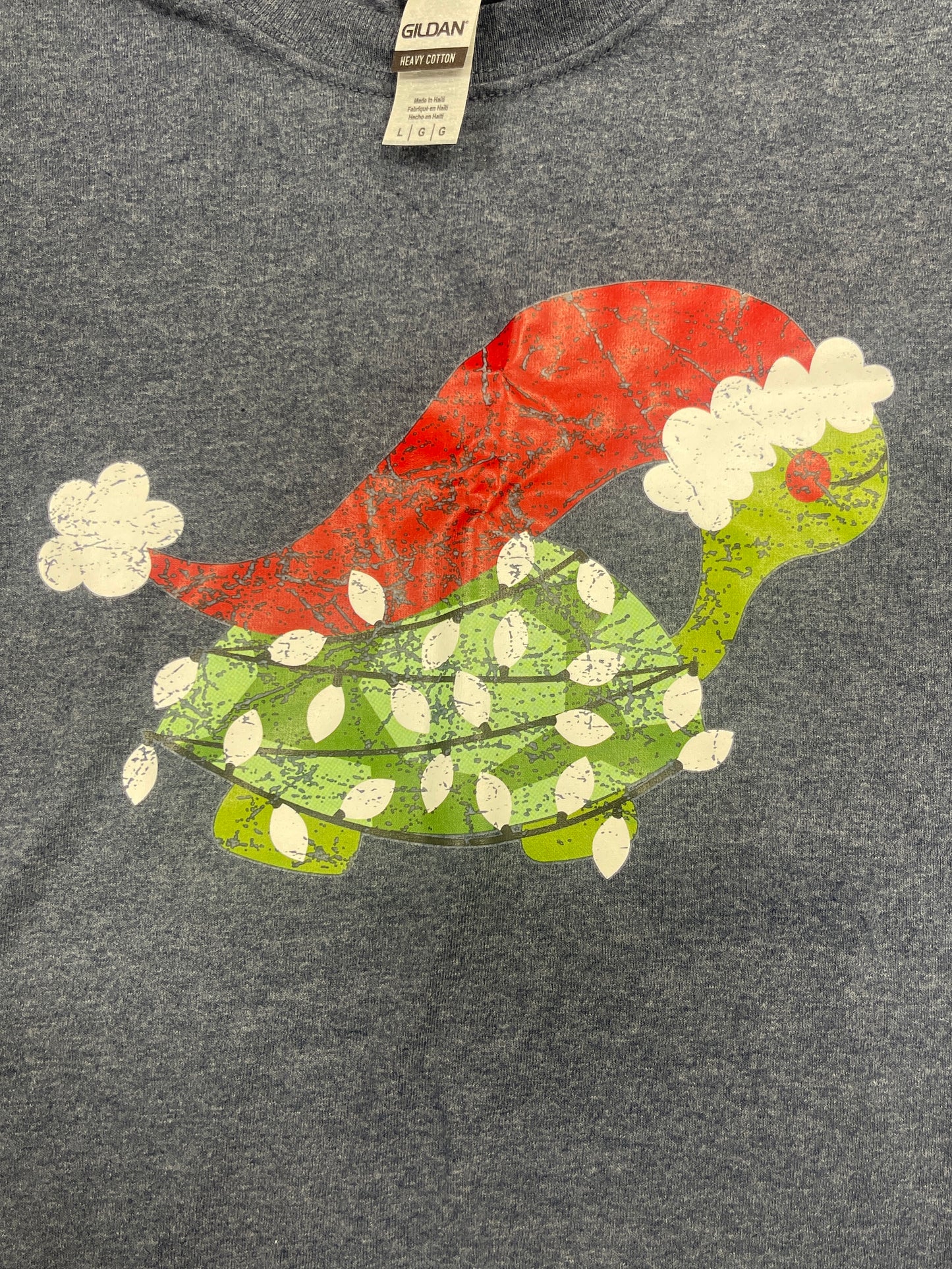 Christmas Turtle T-Shirt Heather Navy L