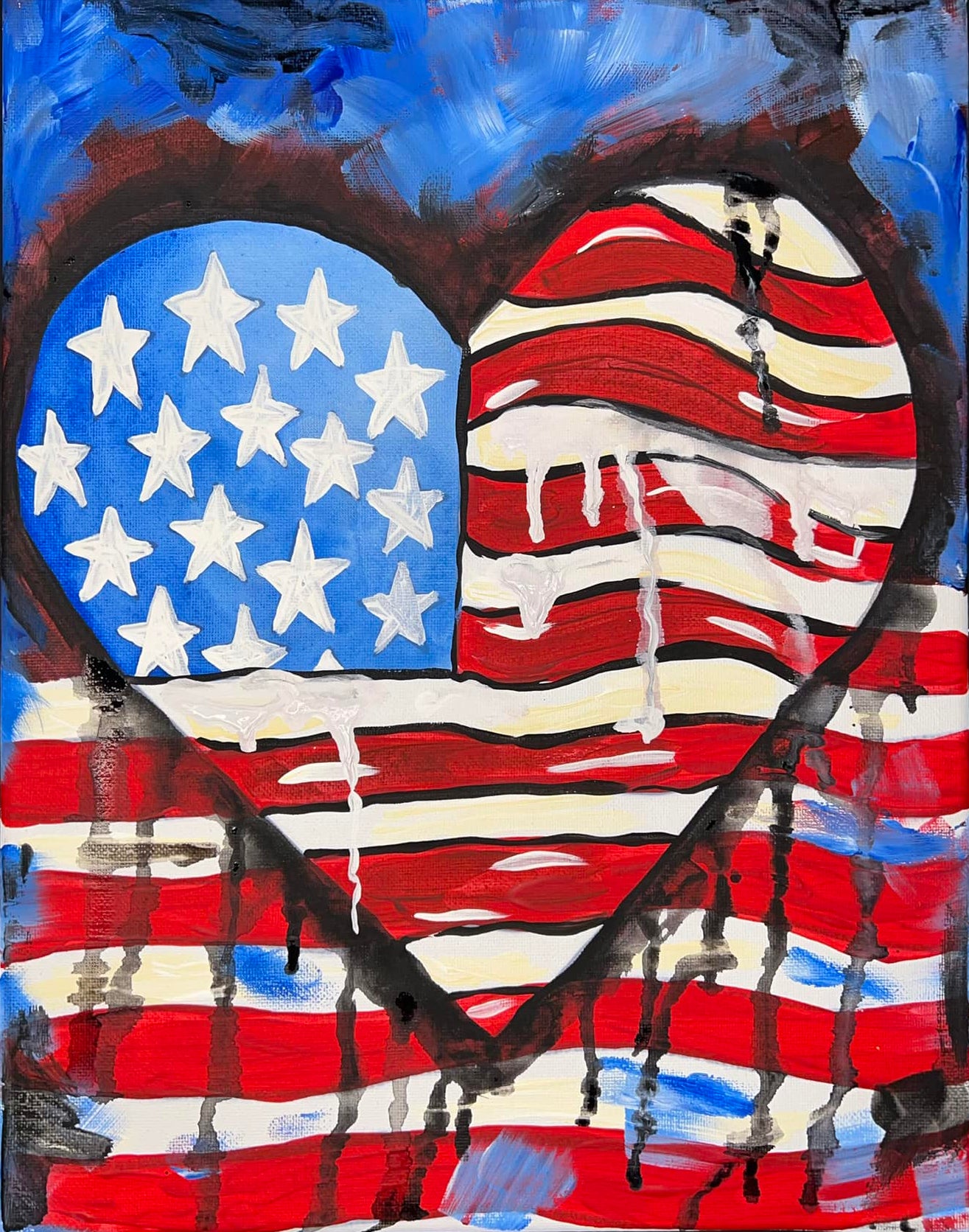 Heart of Freedom Paint Kit – Pre-Drawn Canvas | DIY Paint Kit for All Ages | Easy At-Home Activity | Patriotic Art Gift