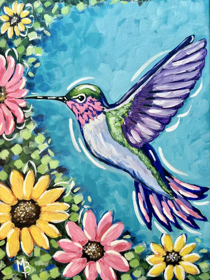 Hummer Garden Paint Kit – Pre-Drawn Canvas | DIY Paint Kit for All Ages | Easy At-Home Activity | Art Gift