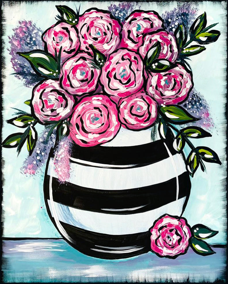 Love Blooms Here Paint Kit – Pre-Drawn Canvas | DIY Paint Kit for All Ages | Easy At-Home Activity | Art Gift