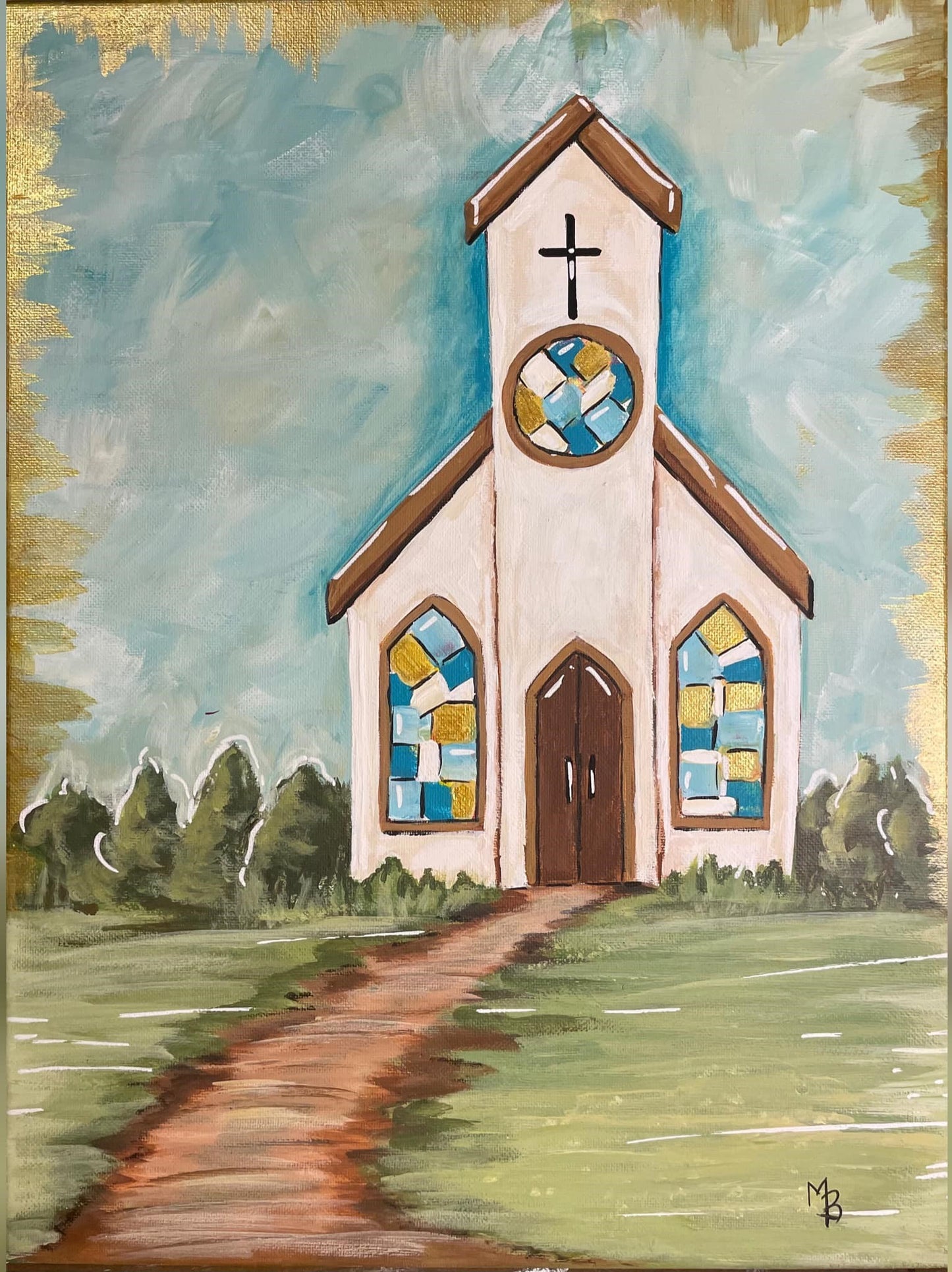 Little Prairie Chapel Paint Kit – Pre-Drawn Canvas | DIY Paint Kit for All Ages | Easy At-Home Activity | Art Gift