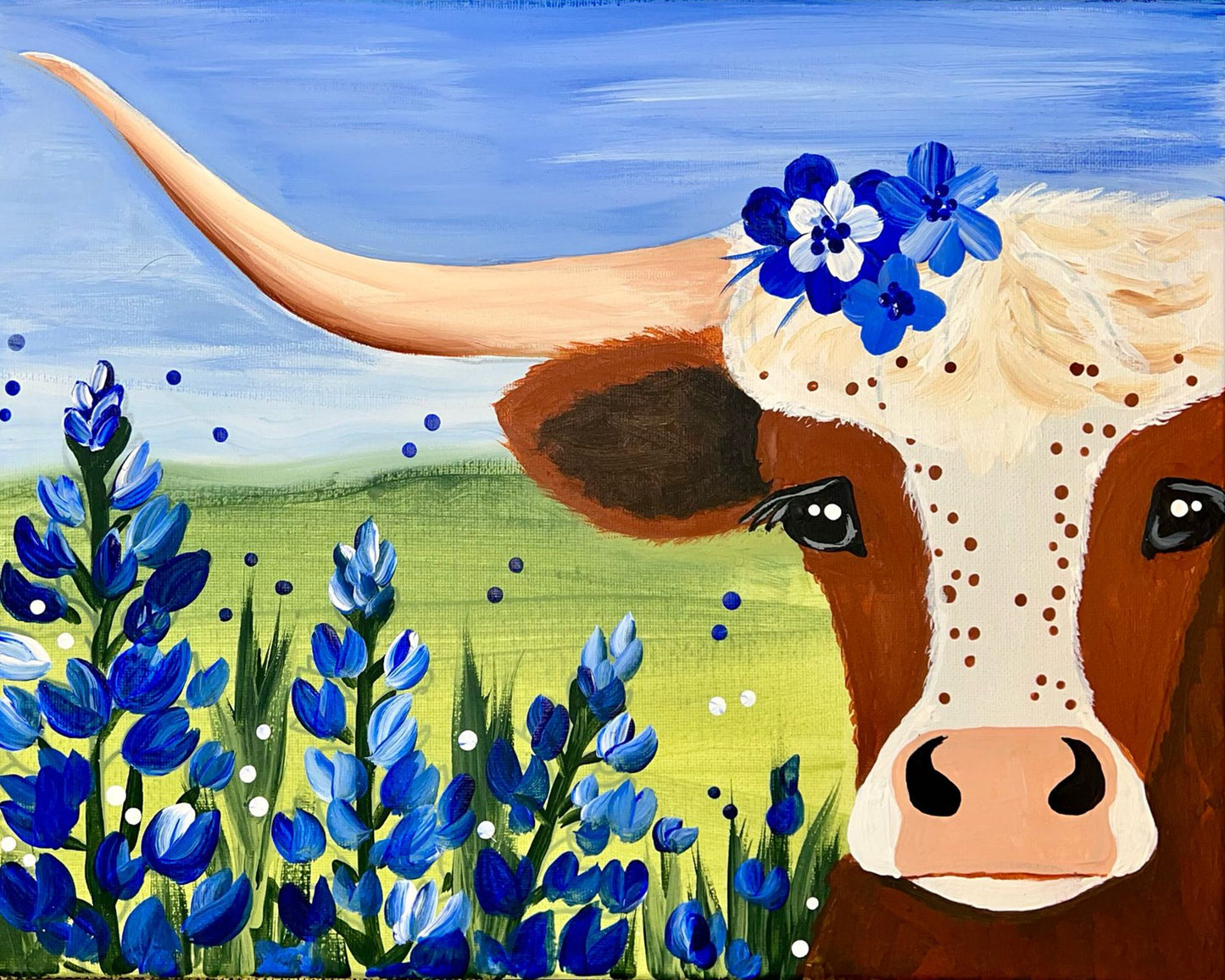 Longhorn with Blue Bells Paint Kit