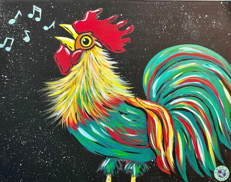 Rise and Shine Rooster Paint Kit – DIY Art Set All Ages, Traced Canvas, Brushes & Instructions, Quality Craft Project Gift