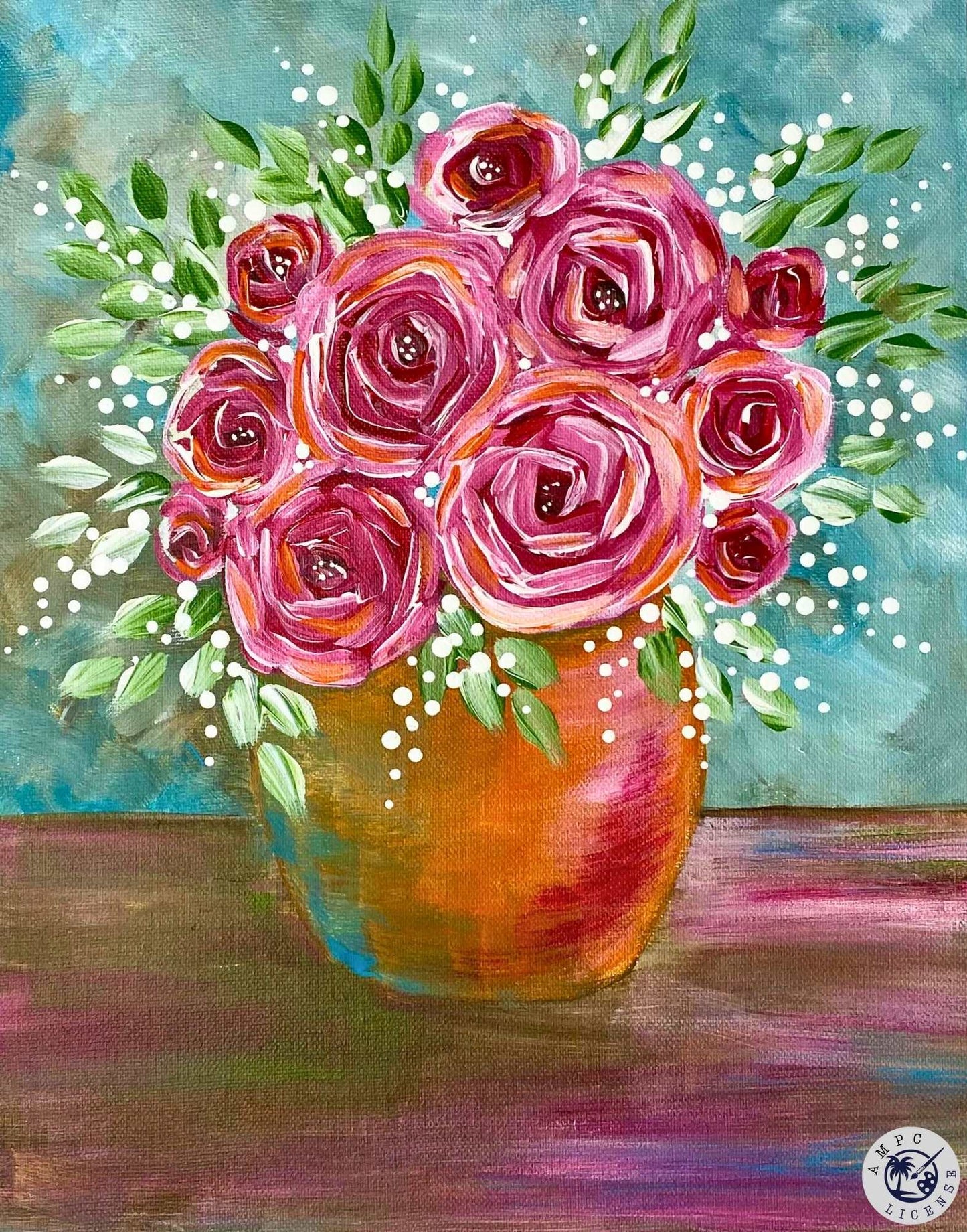 Roses in Vase Acrylic Paint Kit