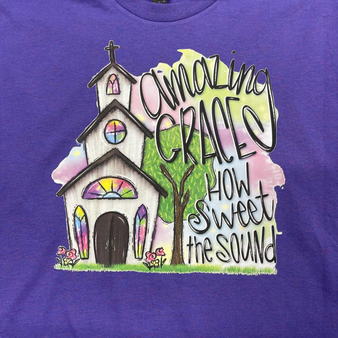 Amazing Grace How Sweet the Sound T-Shirt | Faith Shirt with Country Church Design | Christian Graphic Tee
