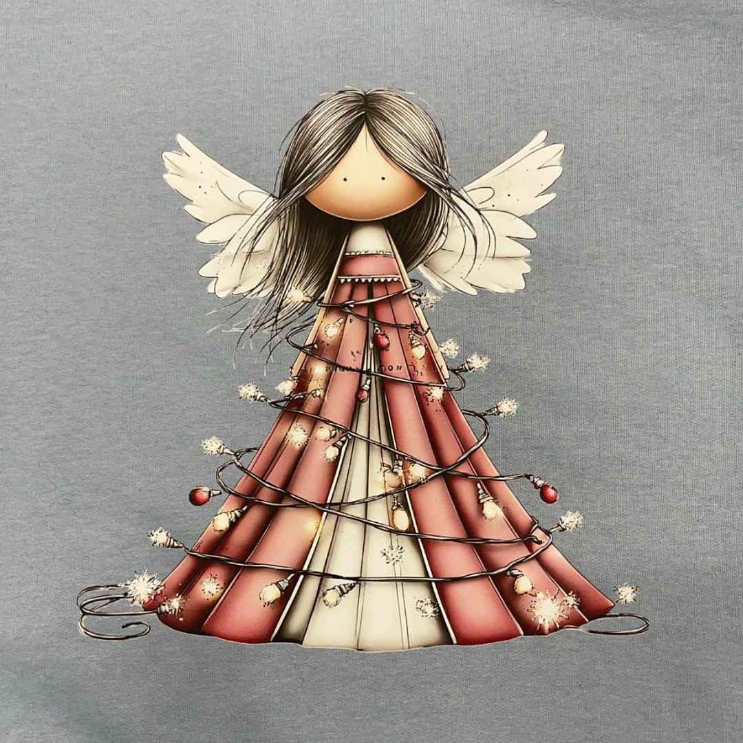 Christmas Tree Dress Angel Sweatshirt – Unique Holiday Angel Graphic Tee – Christmas Tree Dress Design