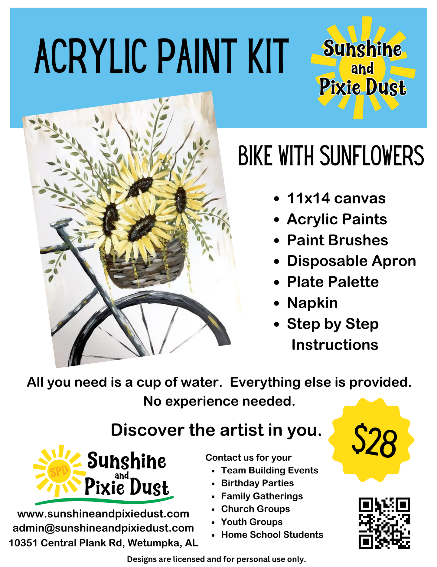 Bike with Sunflowers Paint Kit