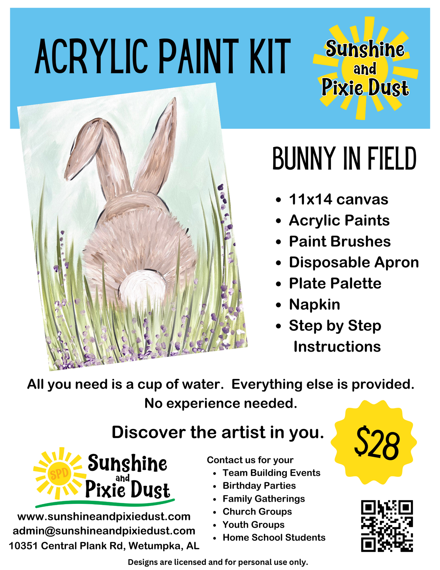 Bunny in Field Paint Kit
