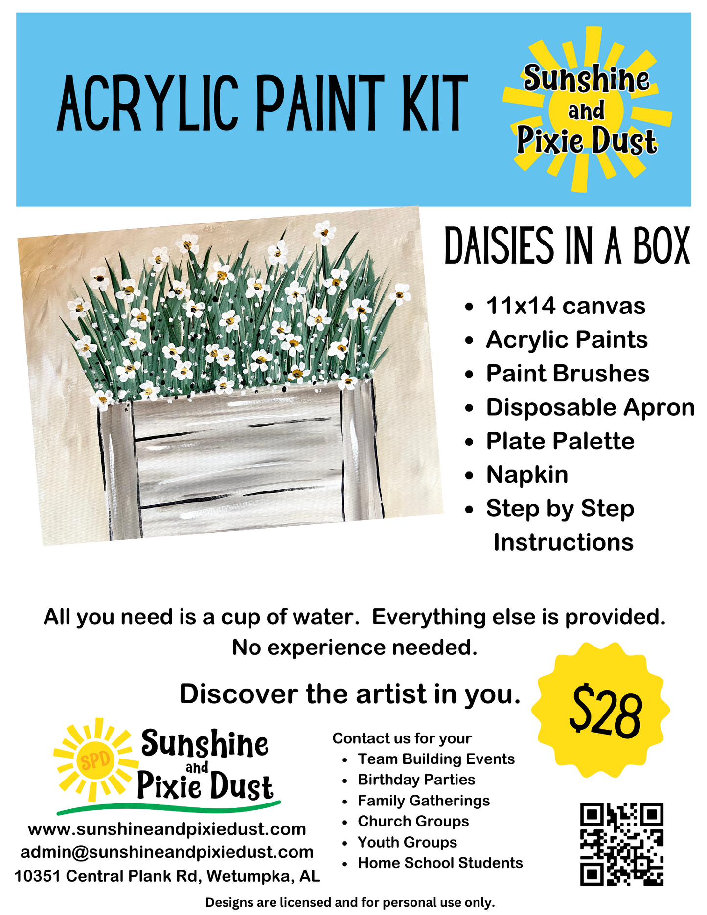 Daisies in a Box Paint Kit