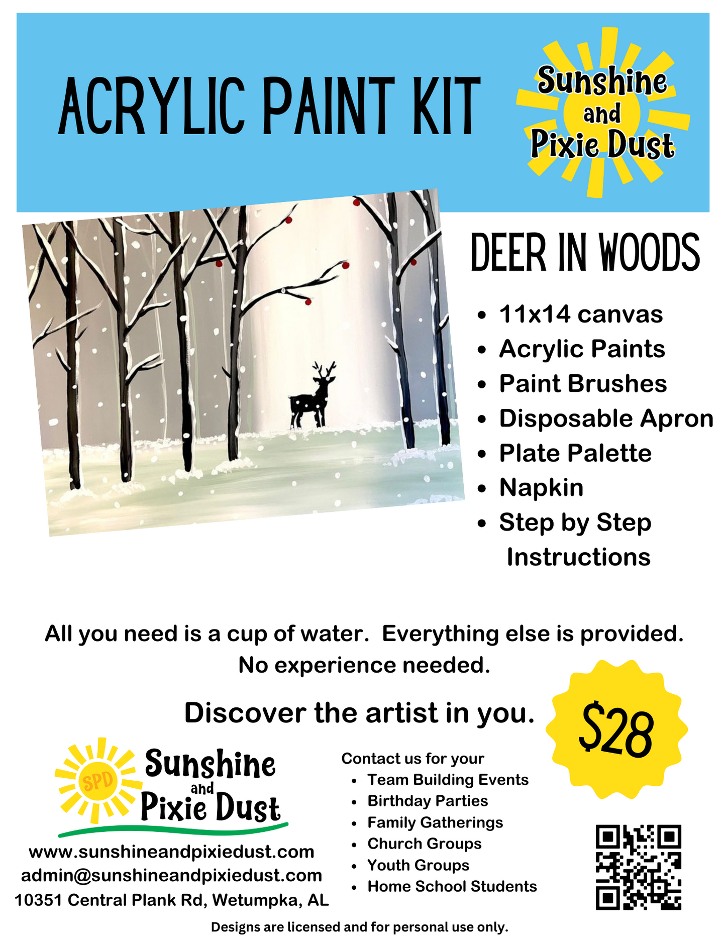 Deer in Woods Paint Kit