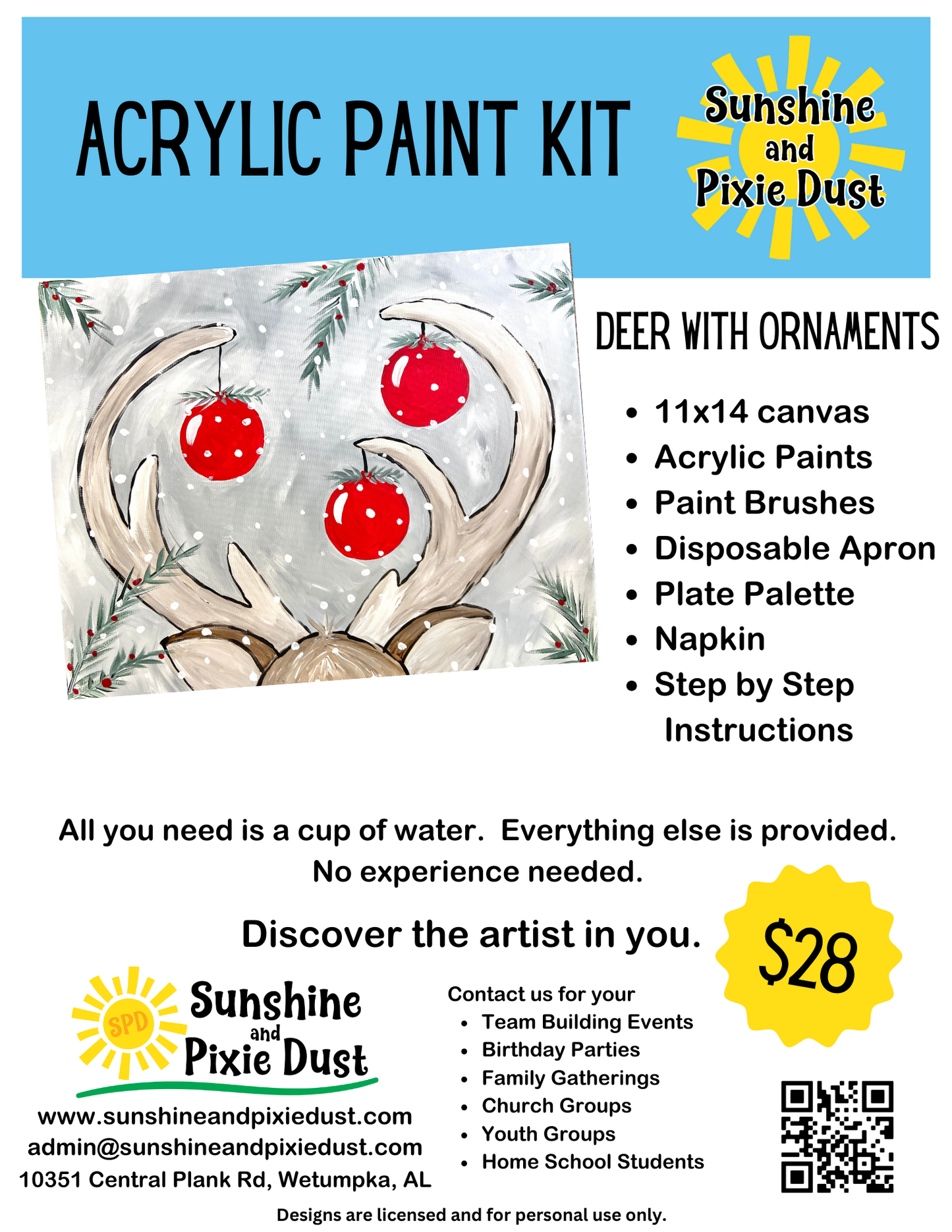 Deer with Ornaments Paint Kit