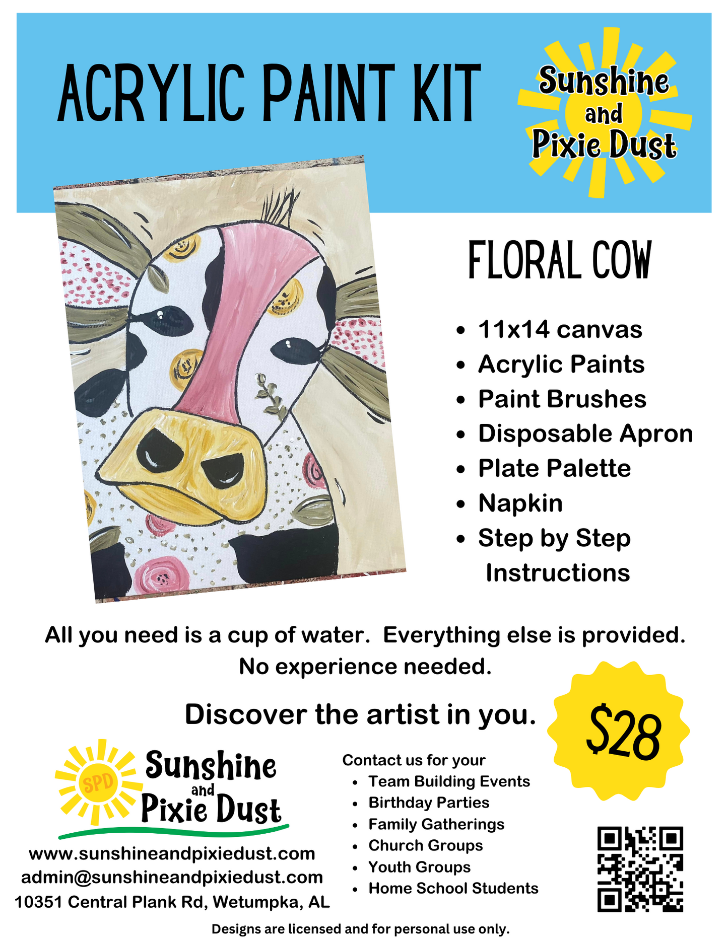 Floral Cow Paint Kit