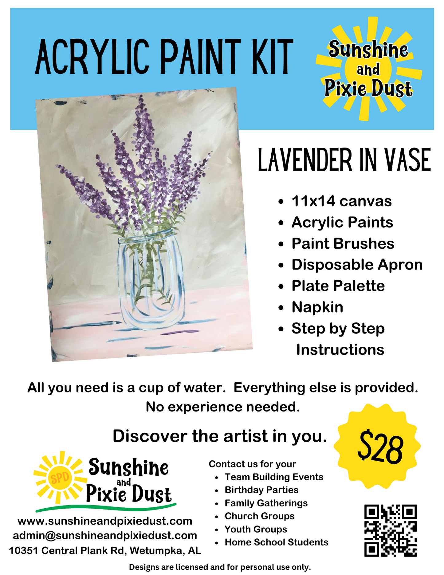 Lavender in Vase Paint Kit