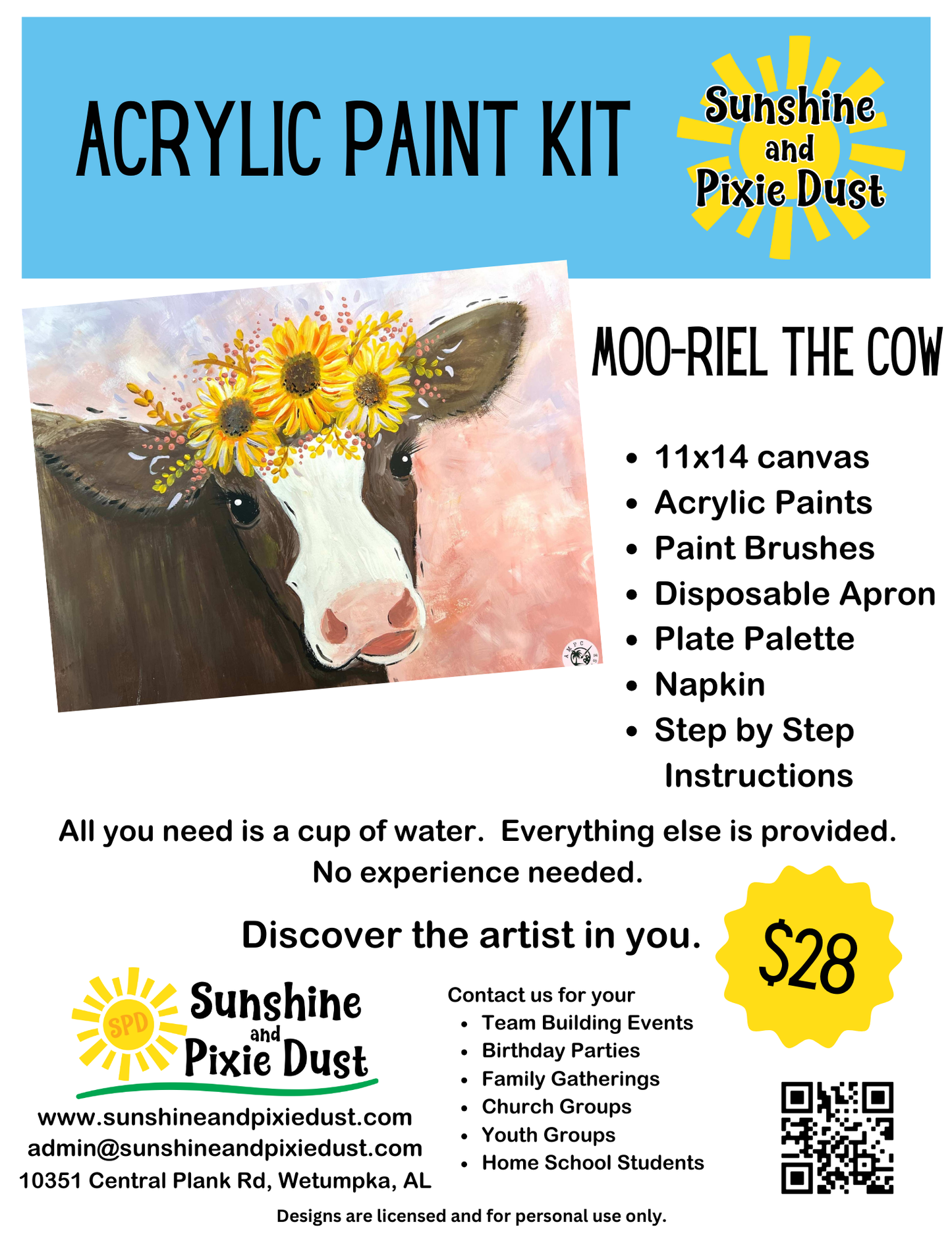 Moo-riel the Cow Paint Kit
