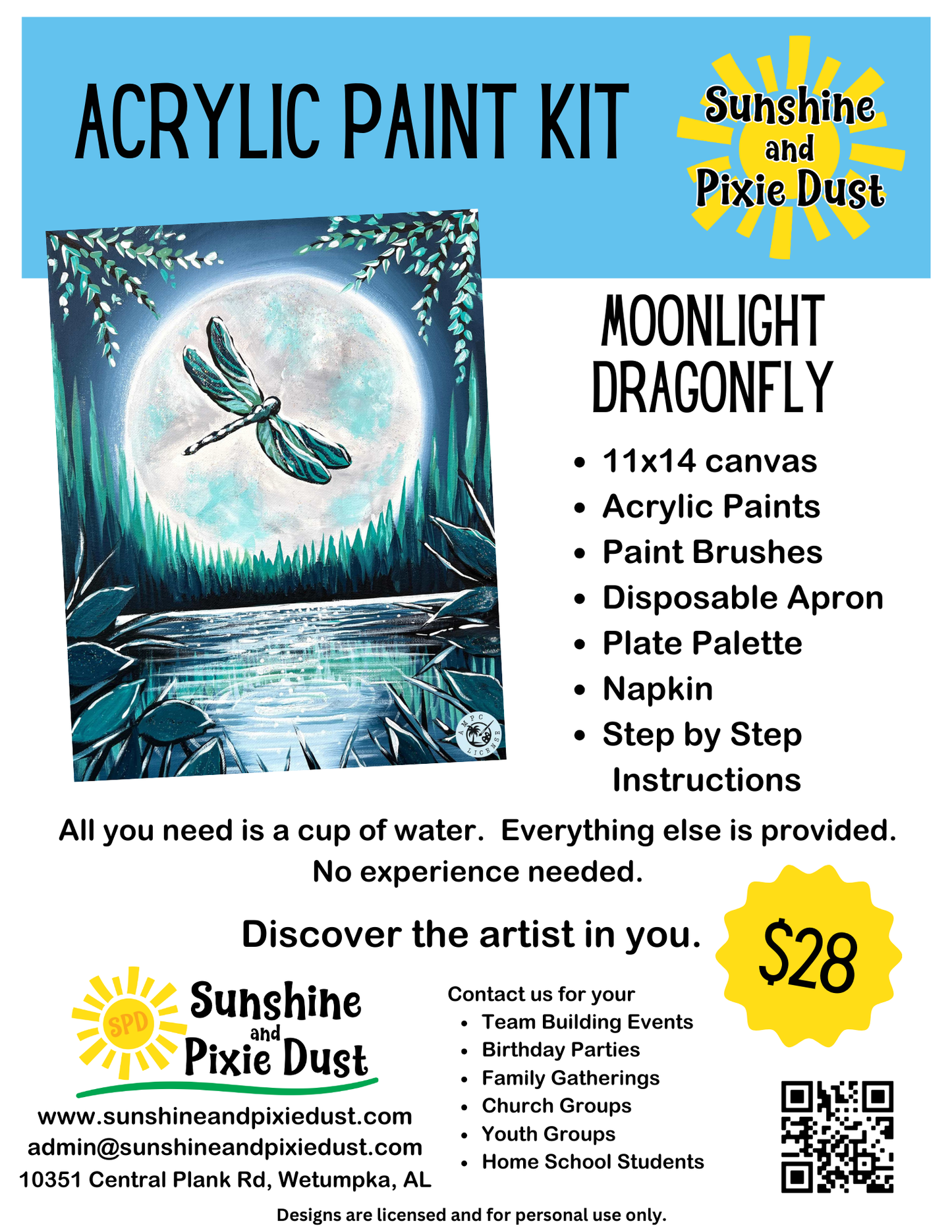 Moonlight Dragonfly Paint Kit