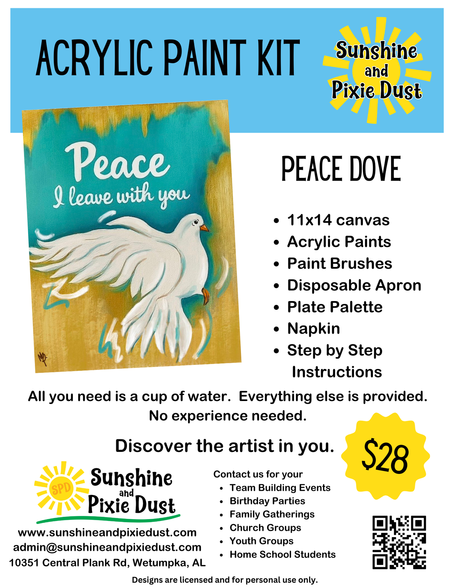 Peace Dove Acrylic Paint Kit