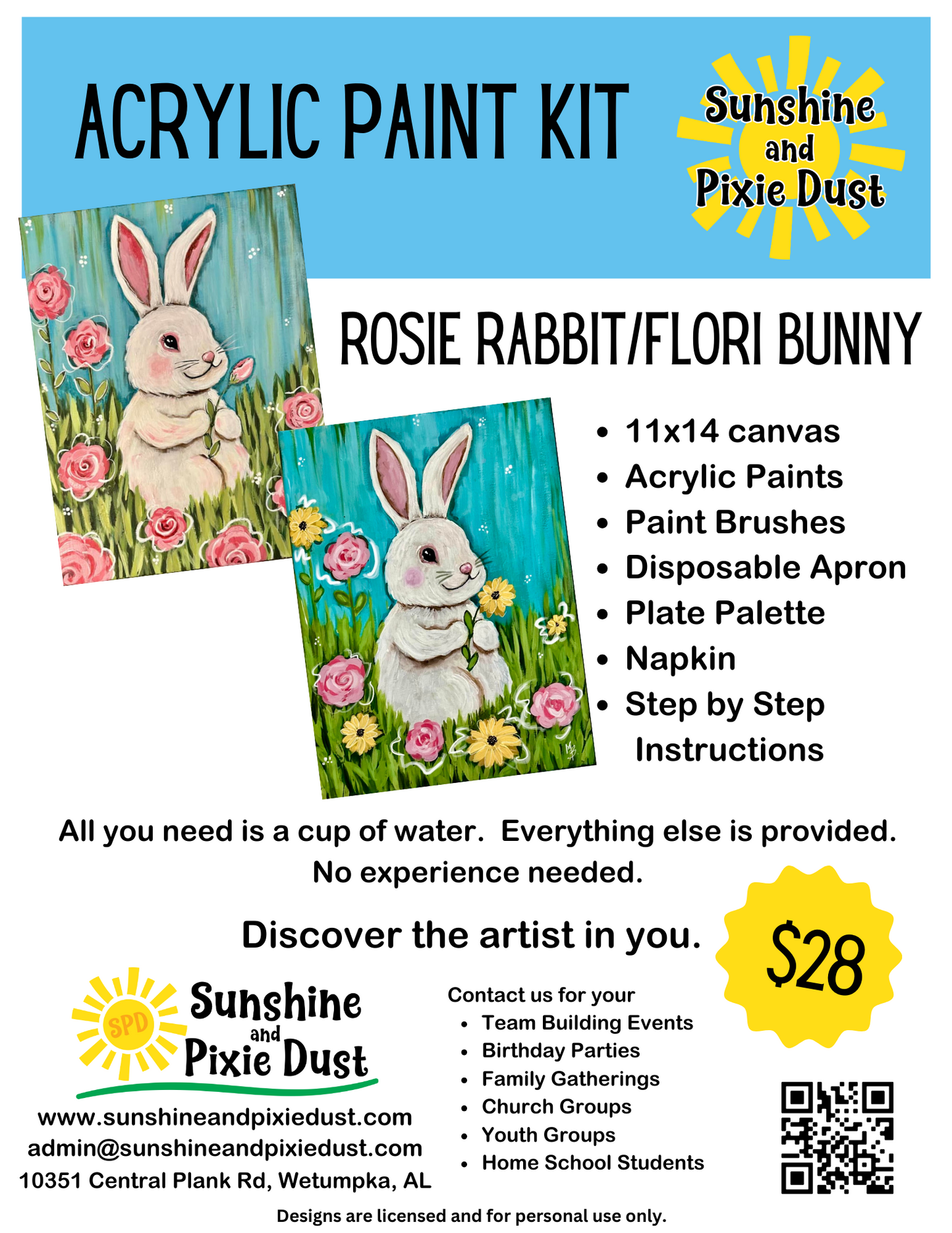 Rosie Rabbit/Flori Bunny Paint Kit
