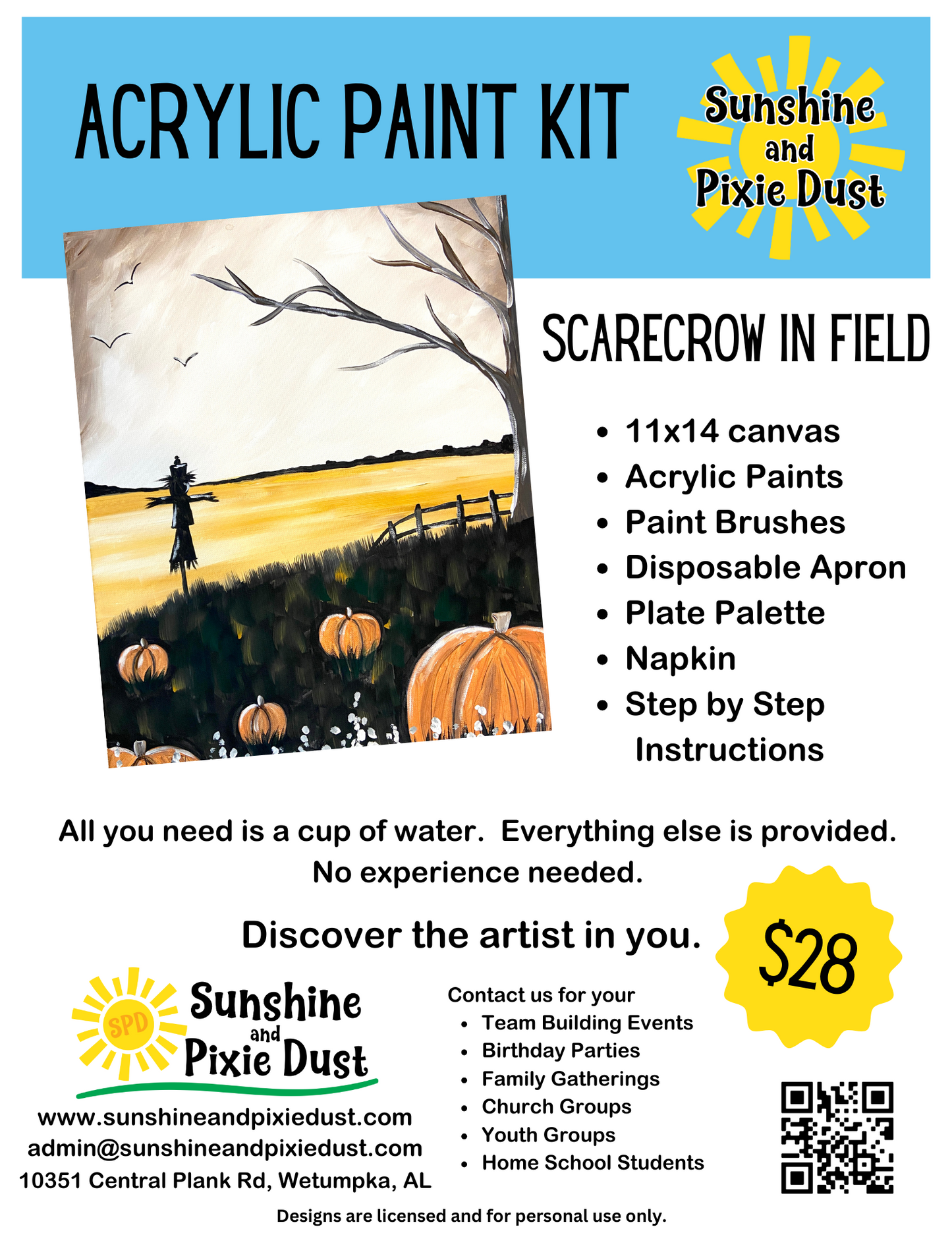 Scarecrow in Field Paint Kit| Full or Basic DIY Art Kit for All Ages