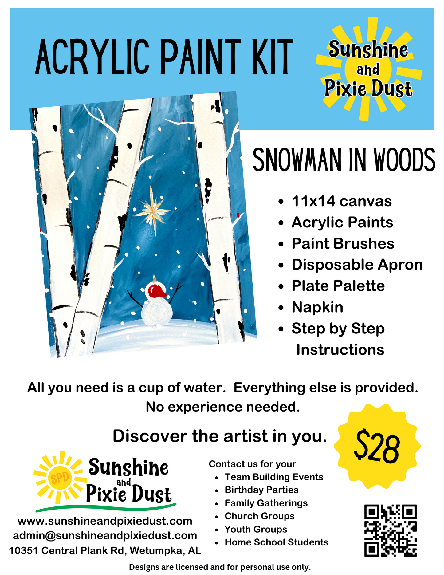Snowman in Woods Paint Kit