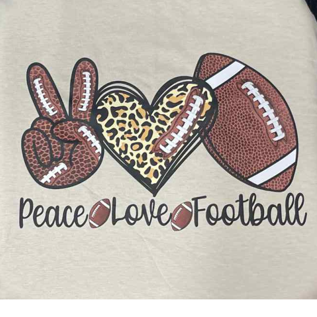 Peace Love Football T-Shirt, Soft Style, Unisex Fit