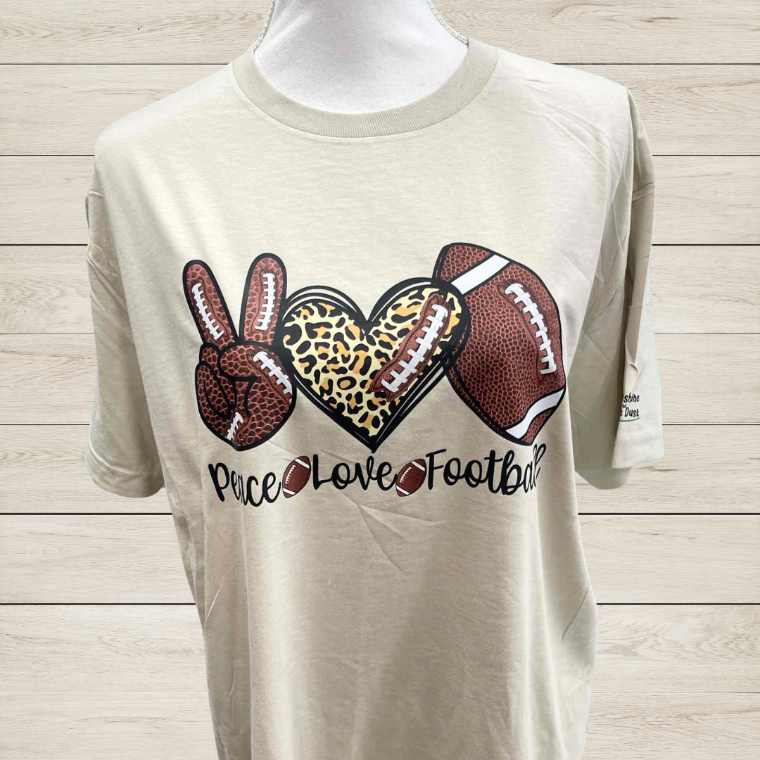 Peace Love Football T-Shirt, Soft Style, Unisex Fit