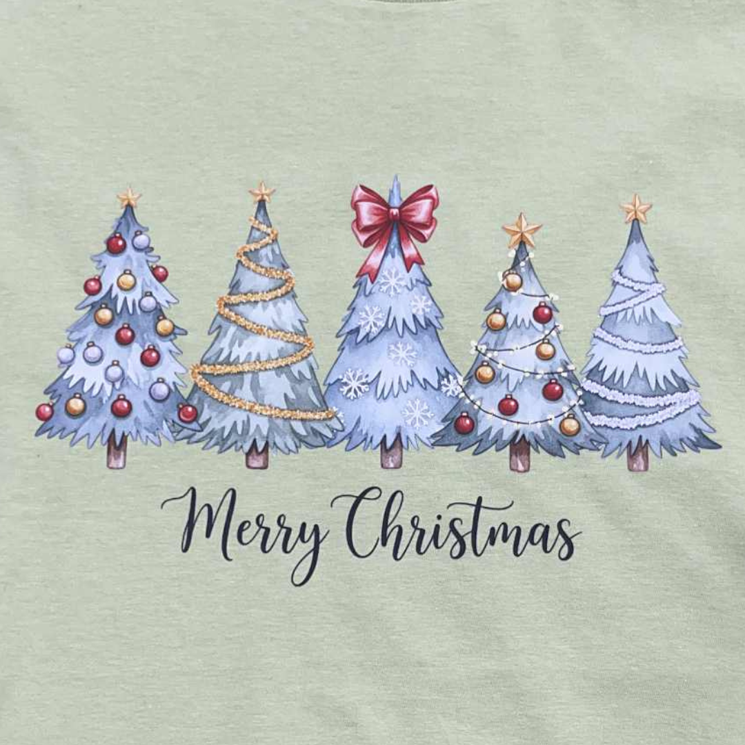 Watercolor Christmas Trees Shirt | Merry Christmas Tee | Soft Holiday Graphic Tee | Whimsical Christmas Tree Shirt
