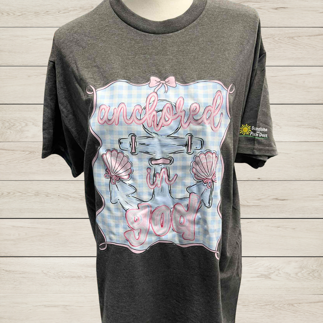 Anchored in God T-Shirt | Nautical Christian Faith Tee