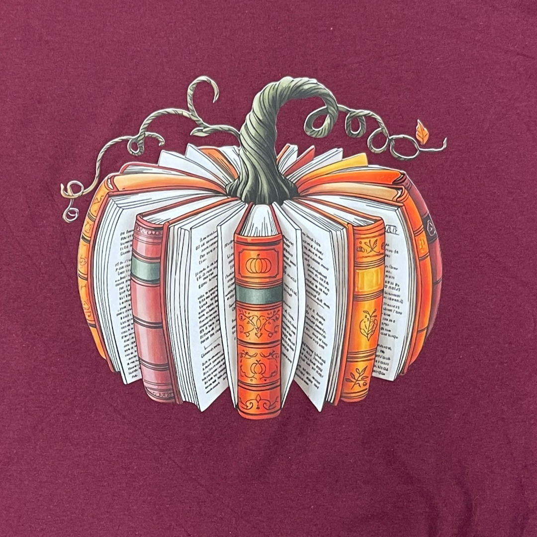 Fall Book Pumpkin T-Shirt, Fall Reading Shirt, Teacher Librarian Autumn Graphic Tee, Cozy Pumpkin Book Shirt for Women, Book Lover