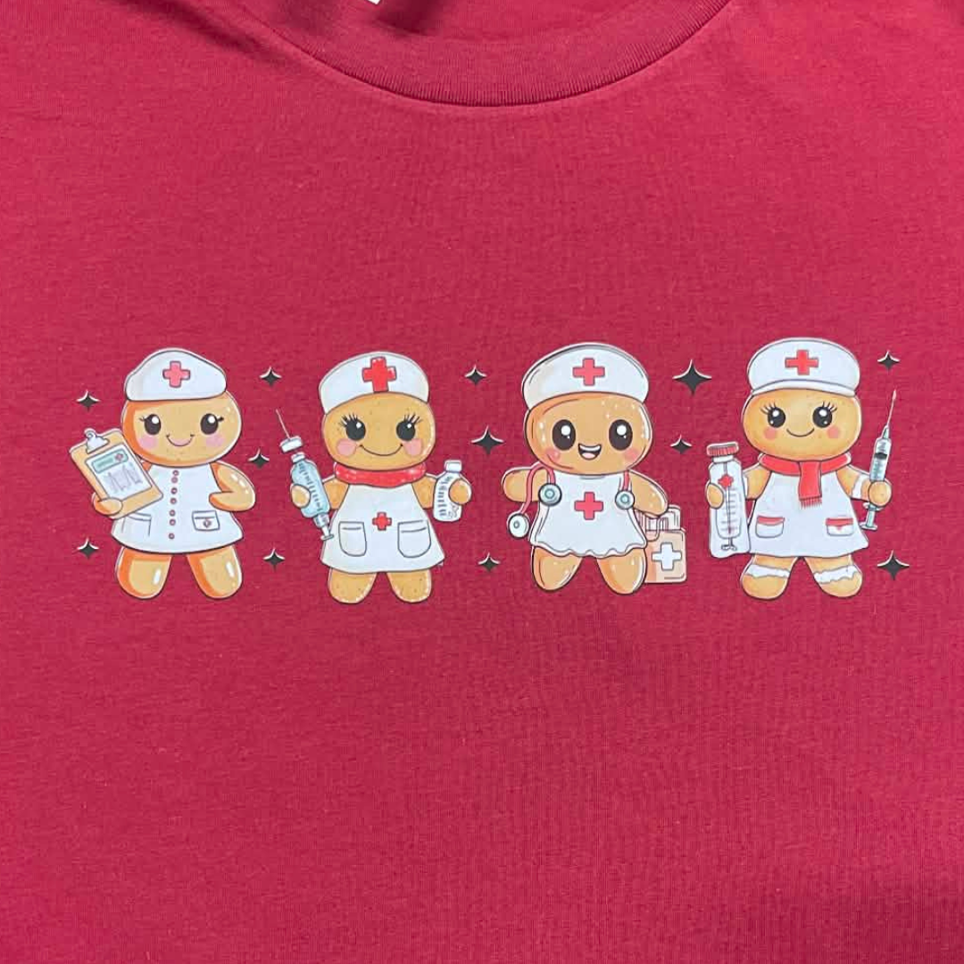 Cute Gingerbread Nurse Christmas Shirt • Holiday Nurse Crew Tee • Festive Medical Worker Gift • Healthcare Christmas Graphic Top