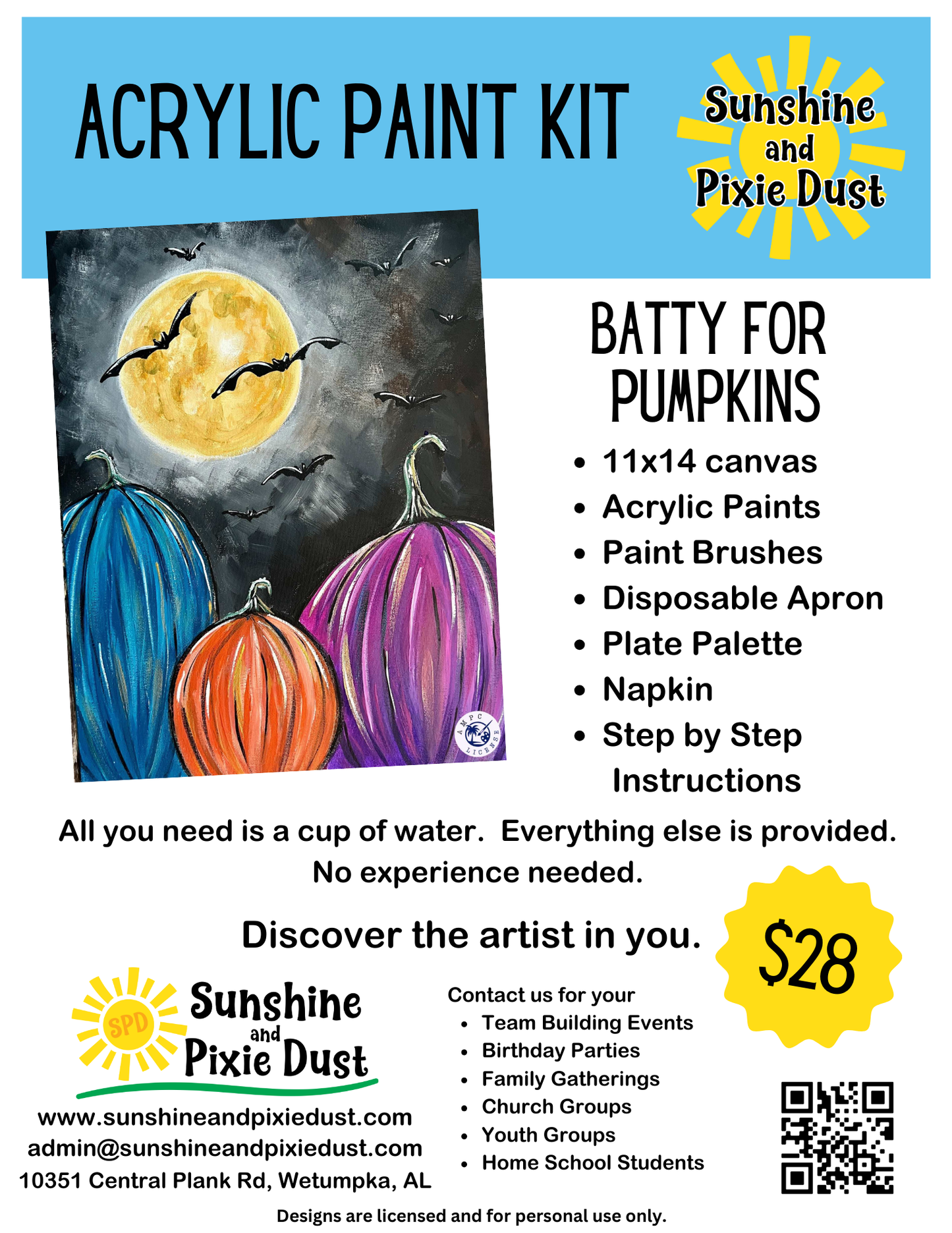 Batty for Pumpkins Paint Kit