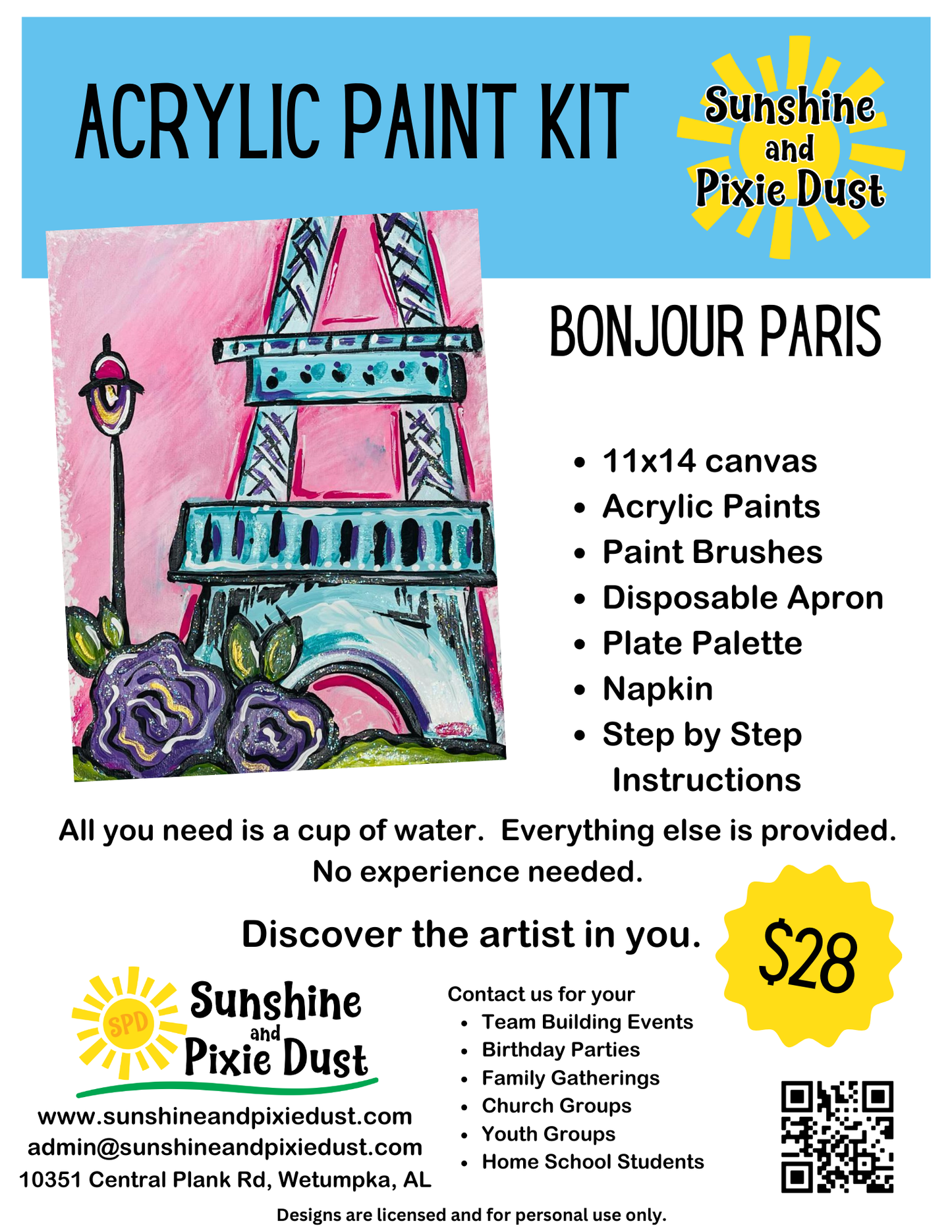 Bonjour Paris Paint Kit