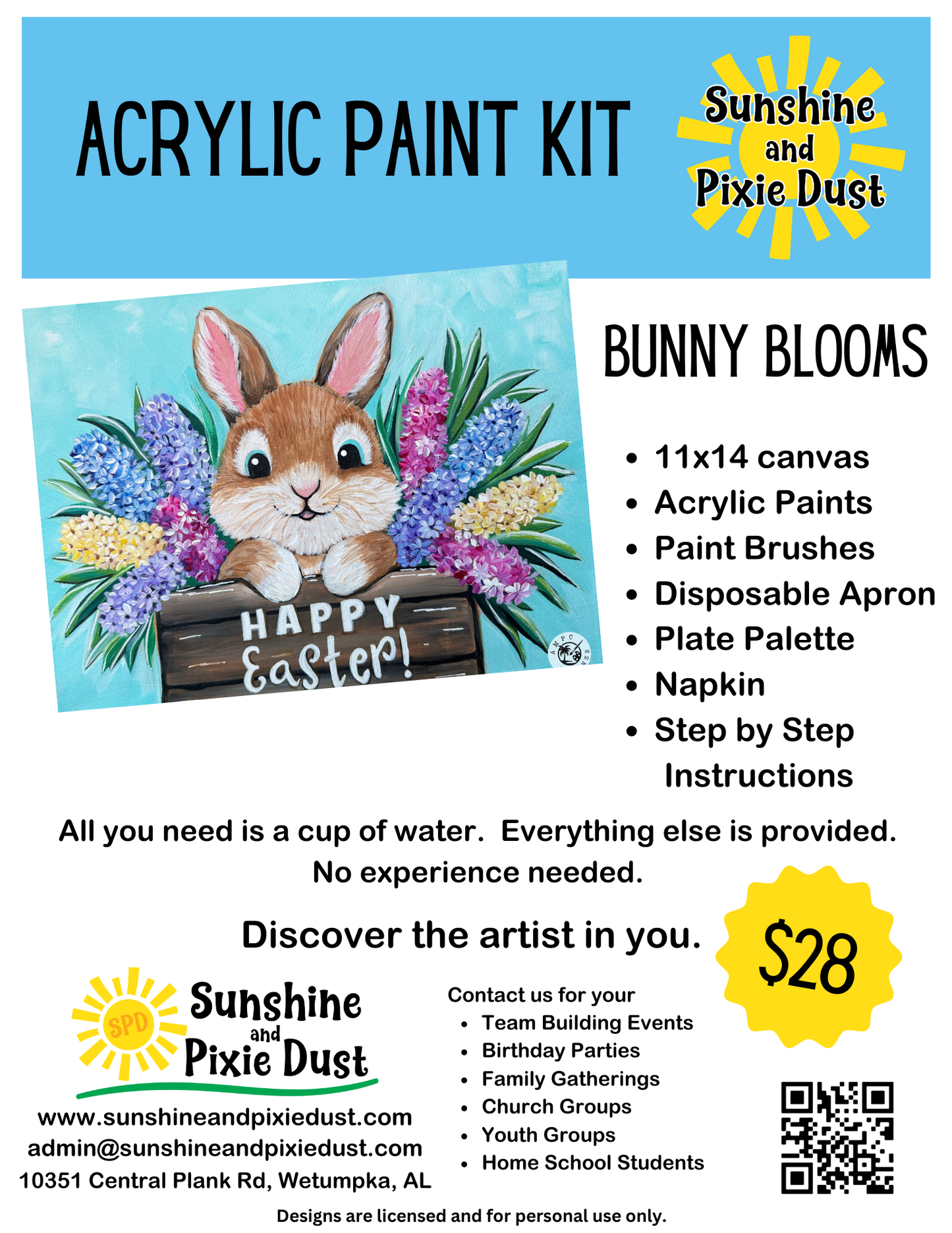 Bunny Blooms Acrylic Paint Kit