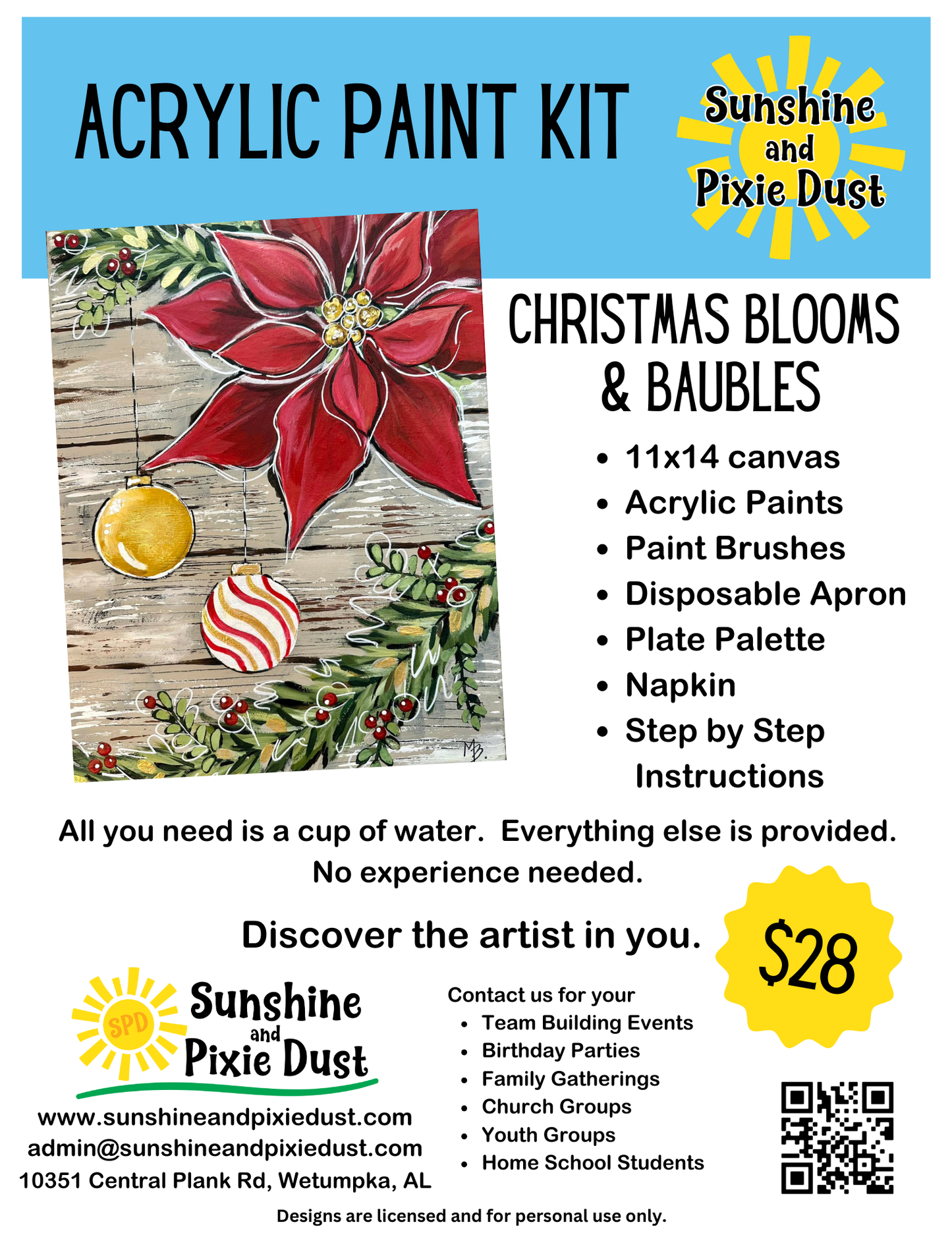 Christmas Blooms and Baubles Paint Kit