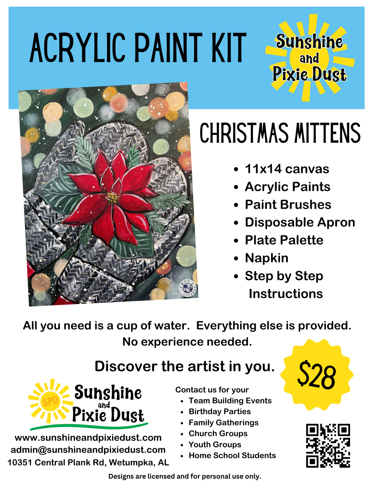 Christmas Mittens Paint Kit