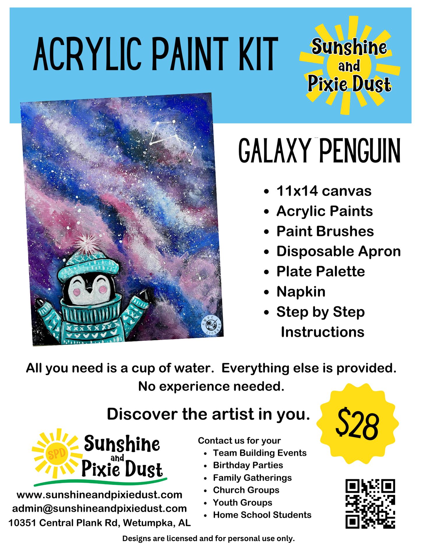 Galaxy Penguin Paint Kit