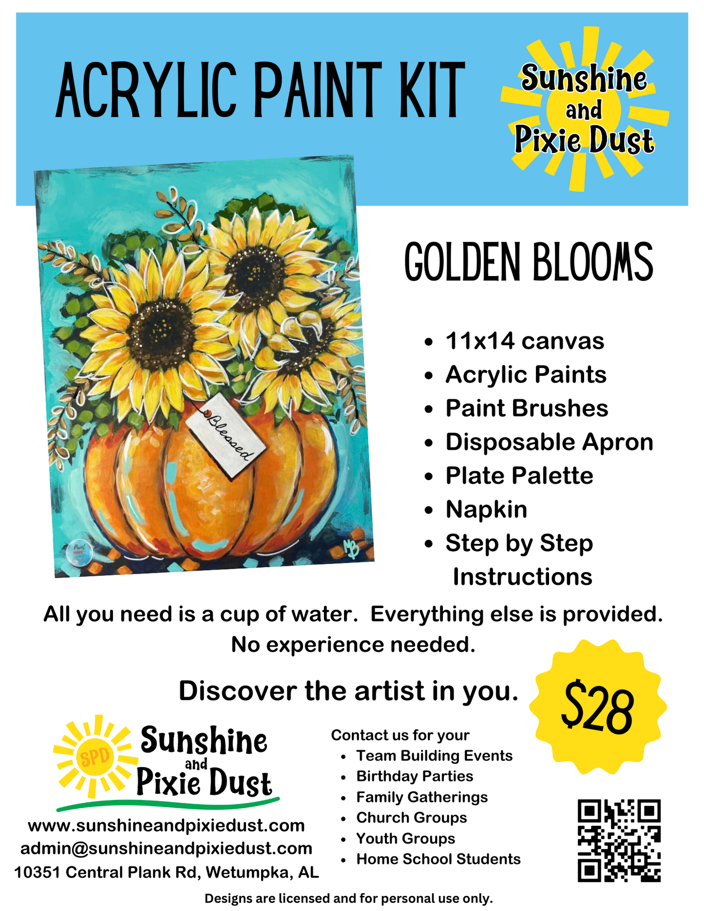 Golden Blooms Paint Kit