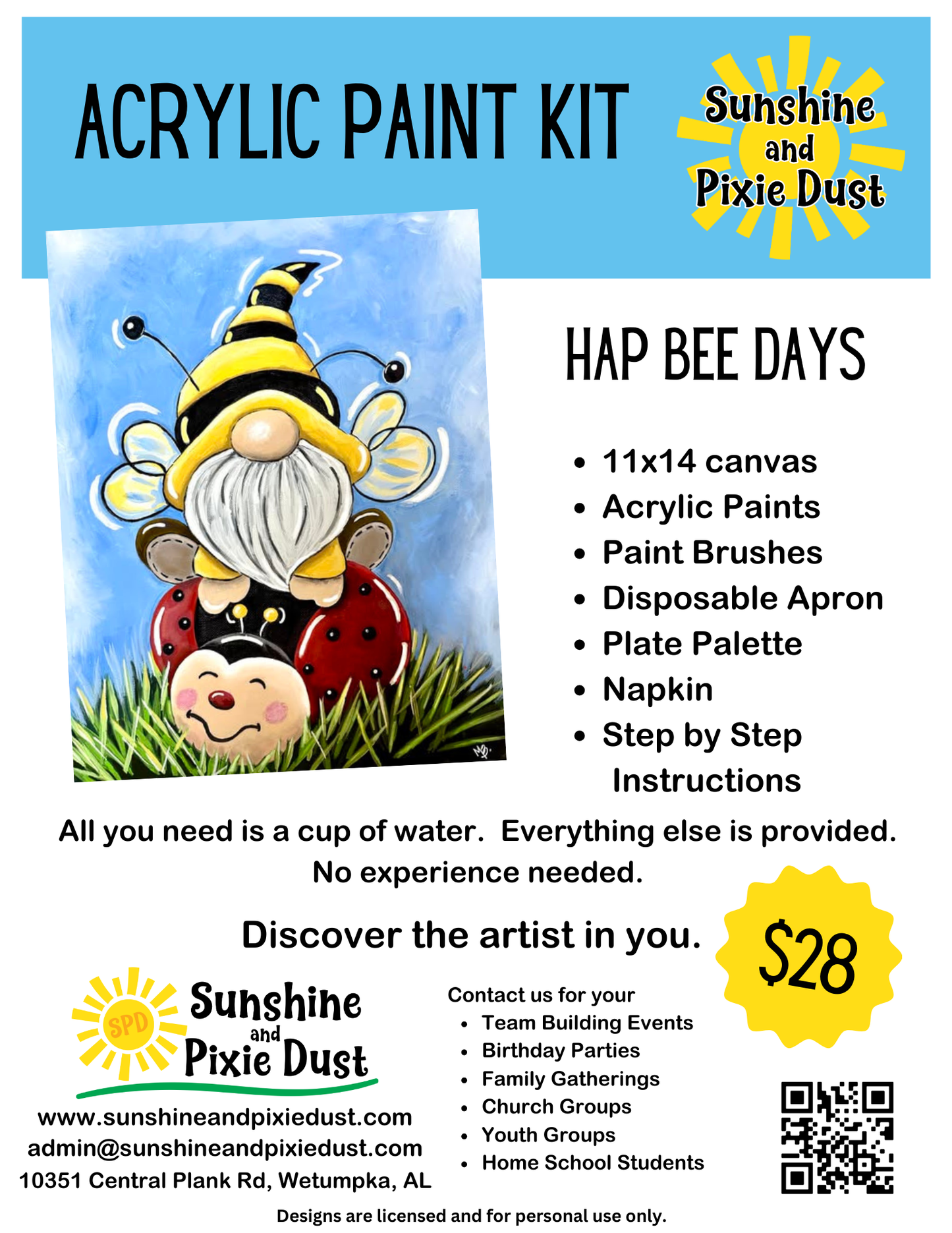 Hap Bee Days Paint Kit