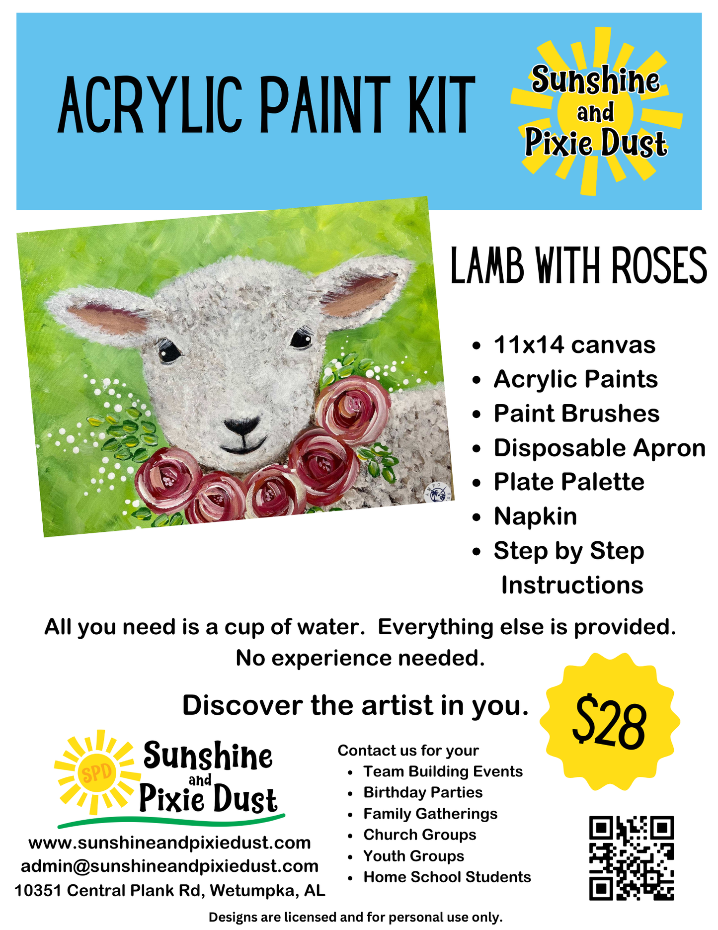 Lamb with Roses Paint Kit