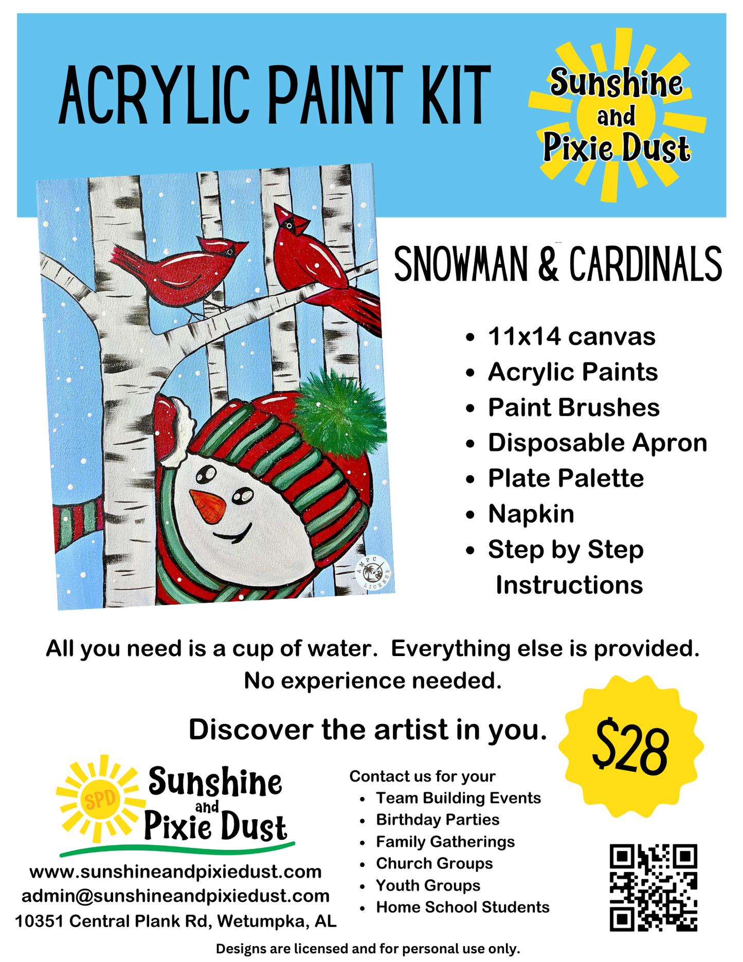 Snowman and Cardinals Paint Kit