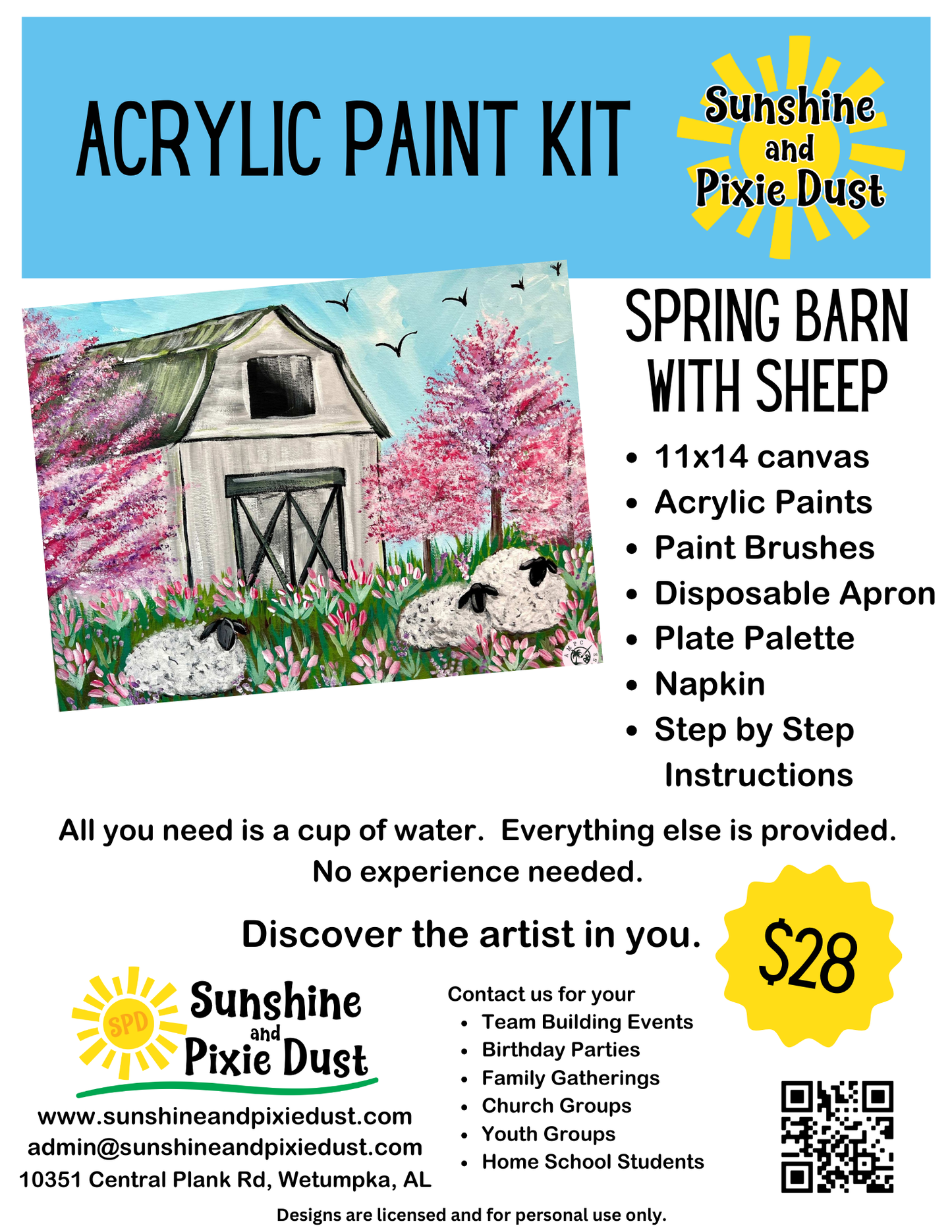 Spring Barn with Sheep Paint Kit
