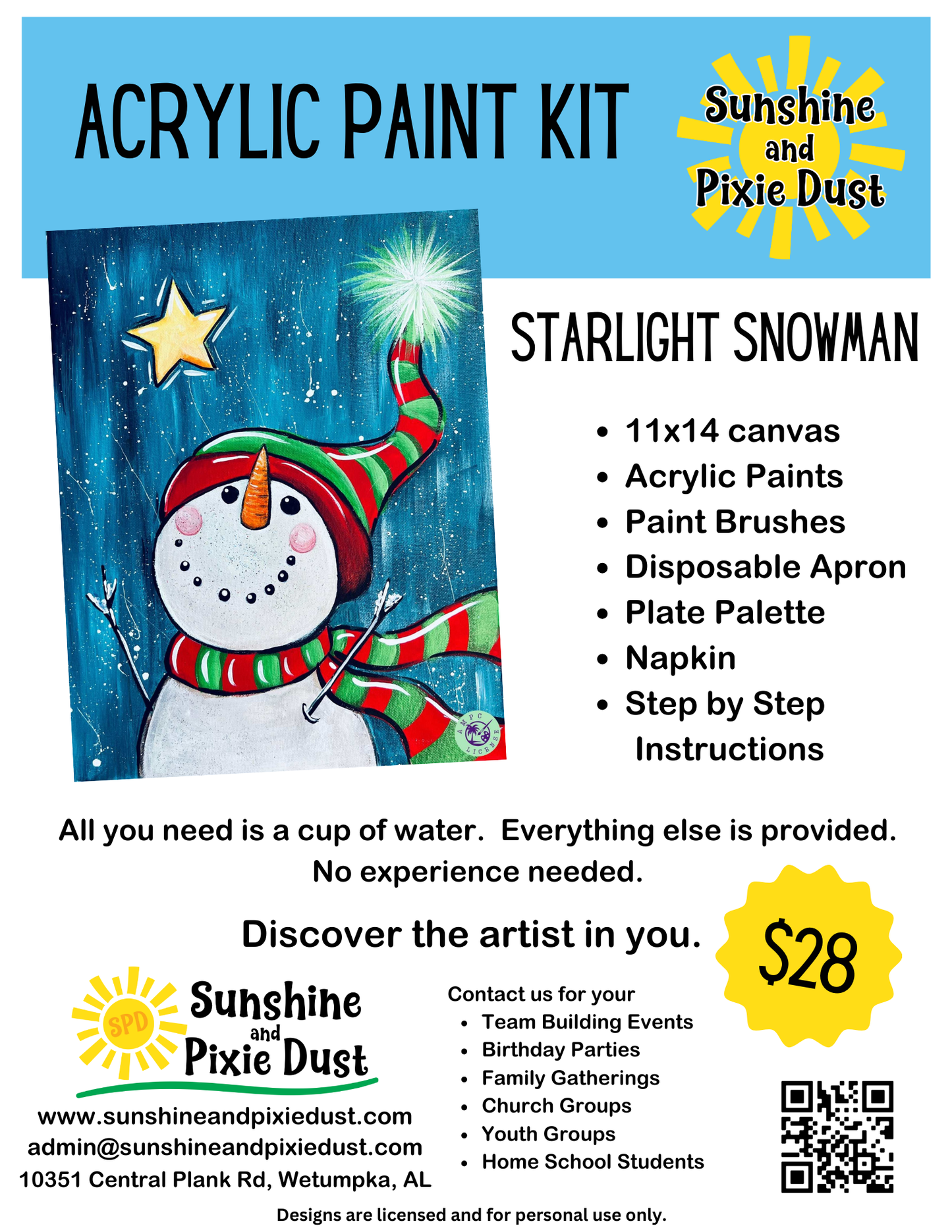 Starlight Snowman Paint Kit
