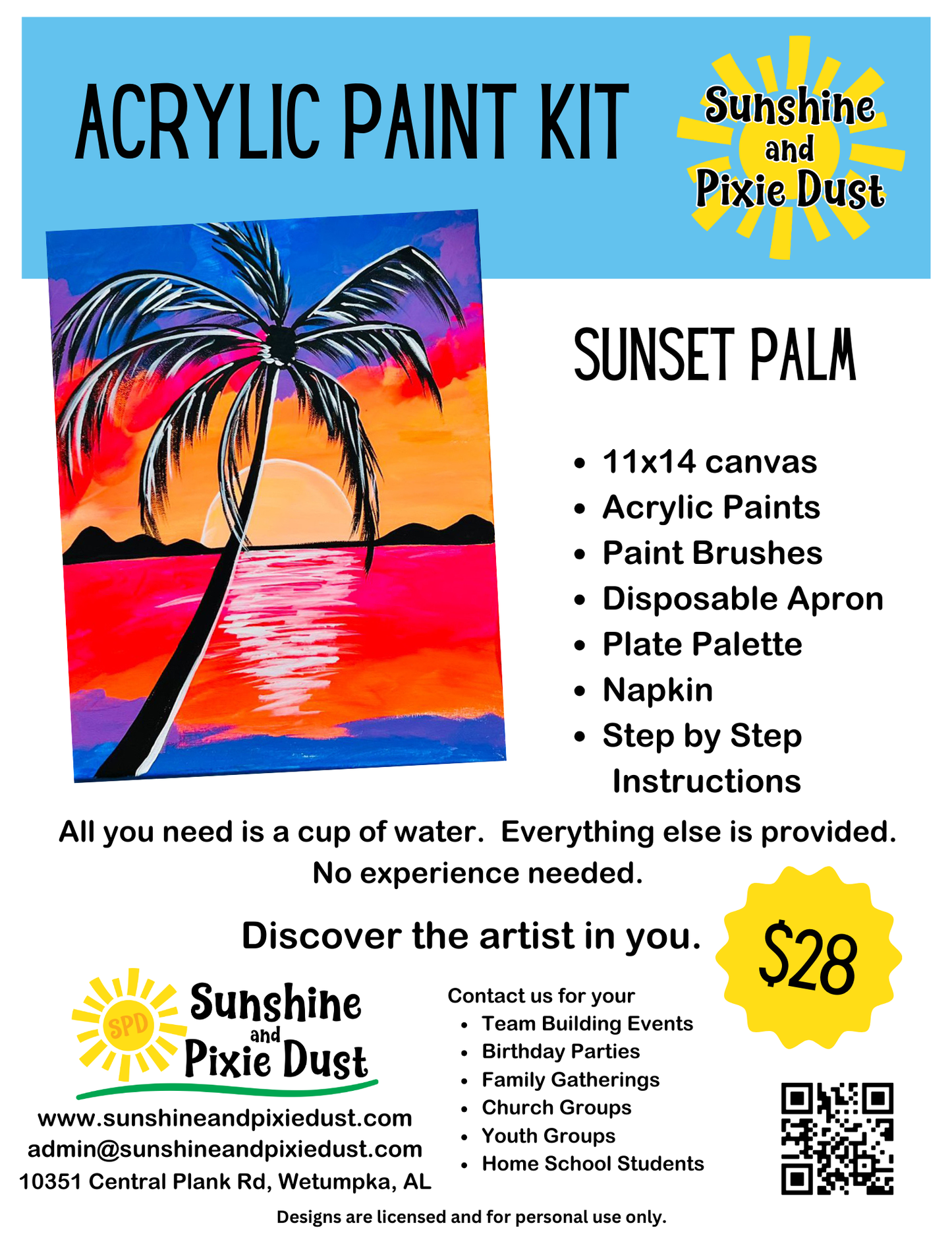 Sunset Palm Paint Kit