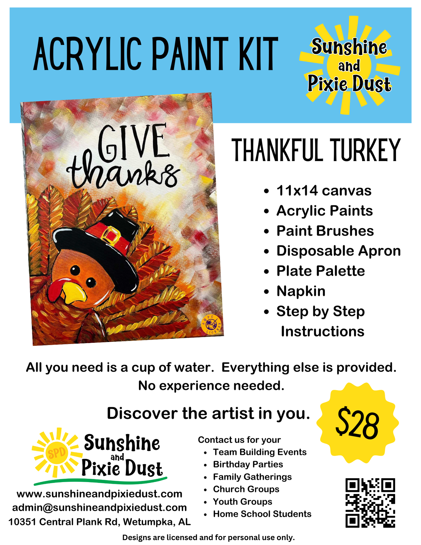 Thankful Turkey Paint Kit