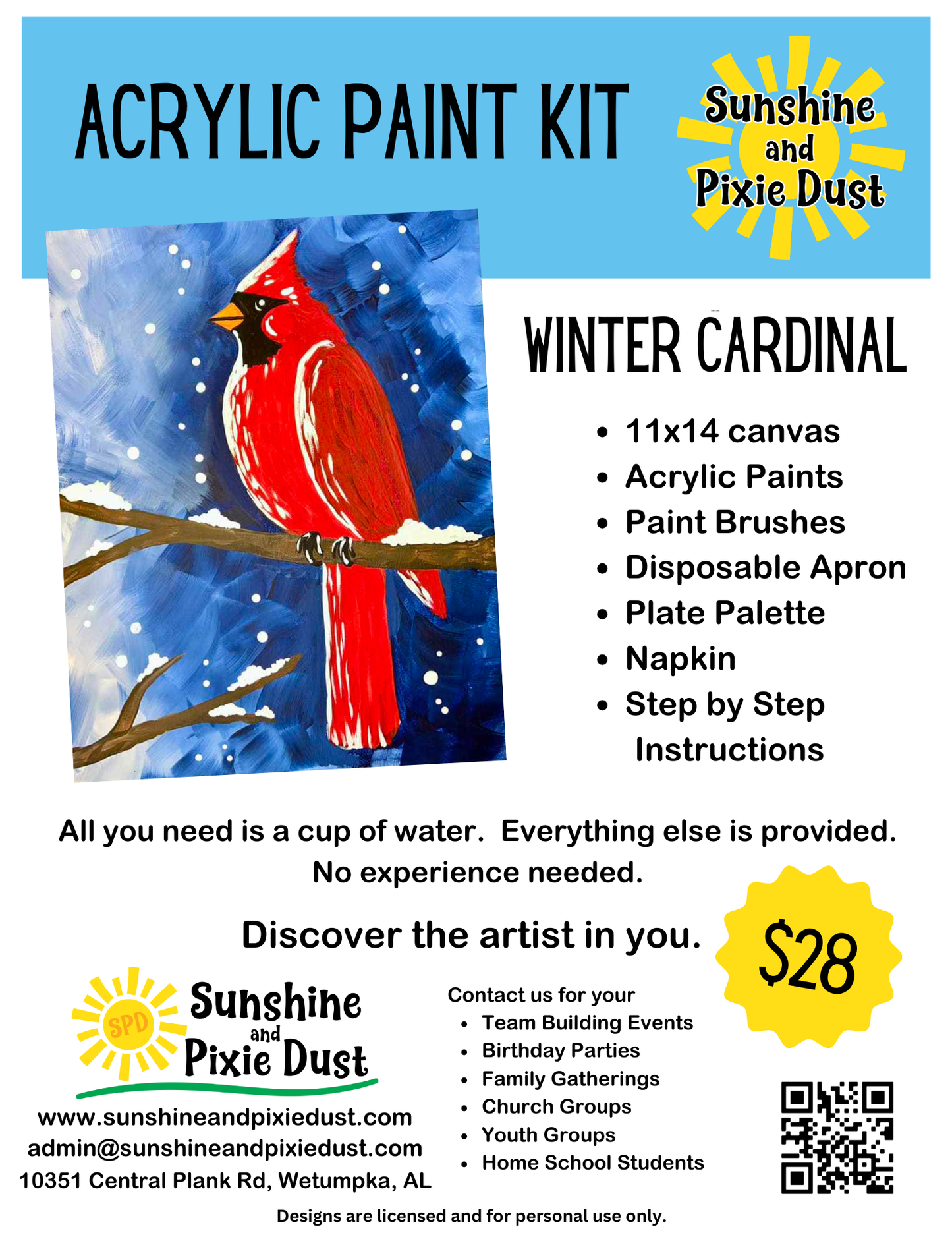 Winter Cardinal Paint Kit