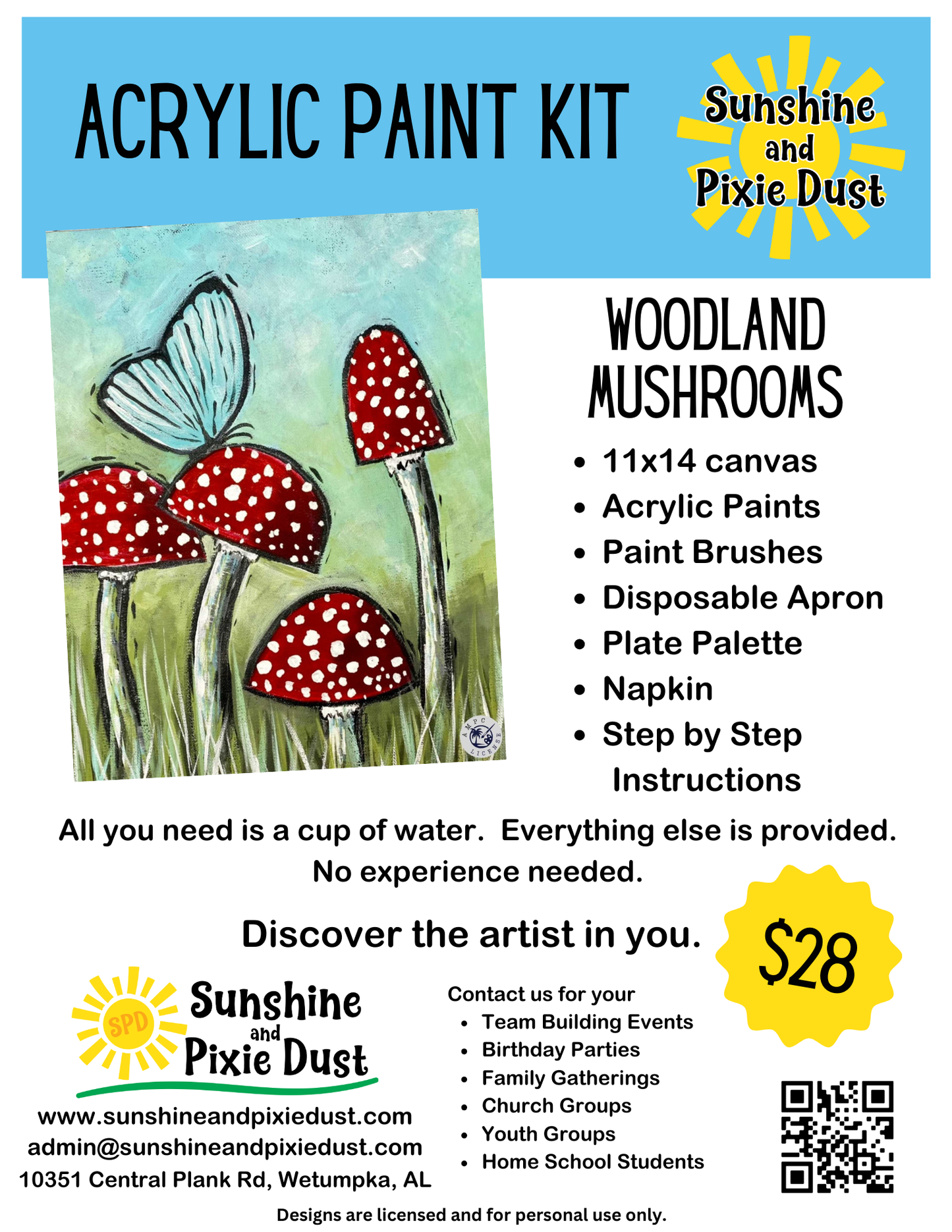 Woodland Mushrooms Paint Kit